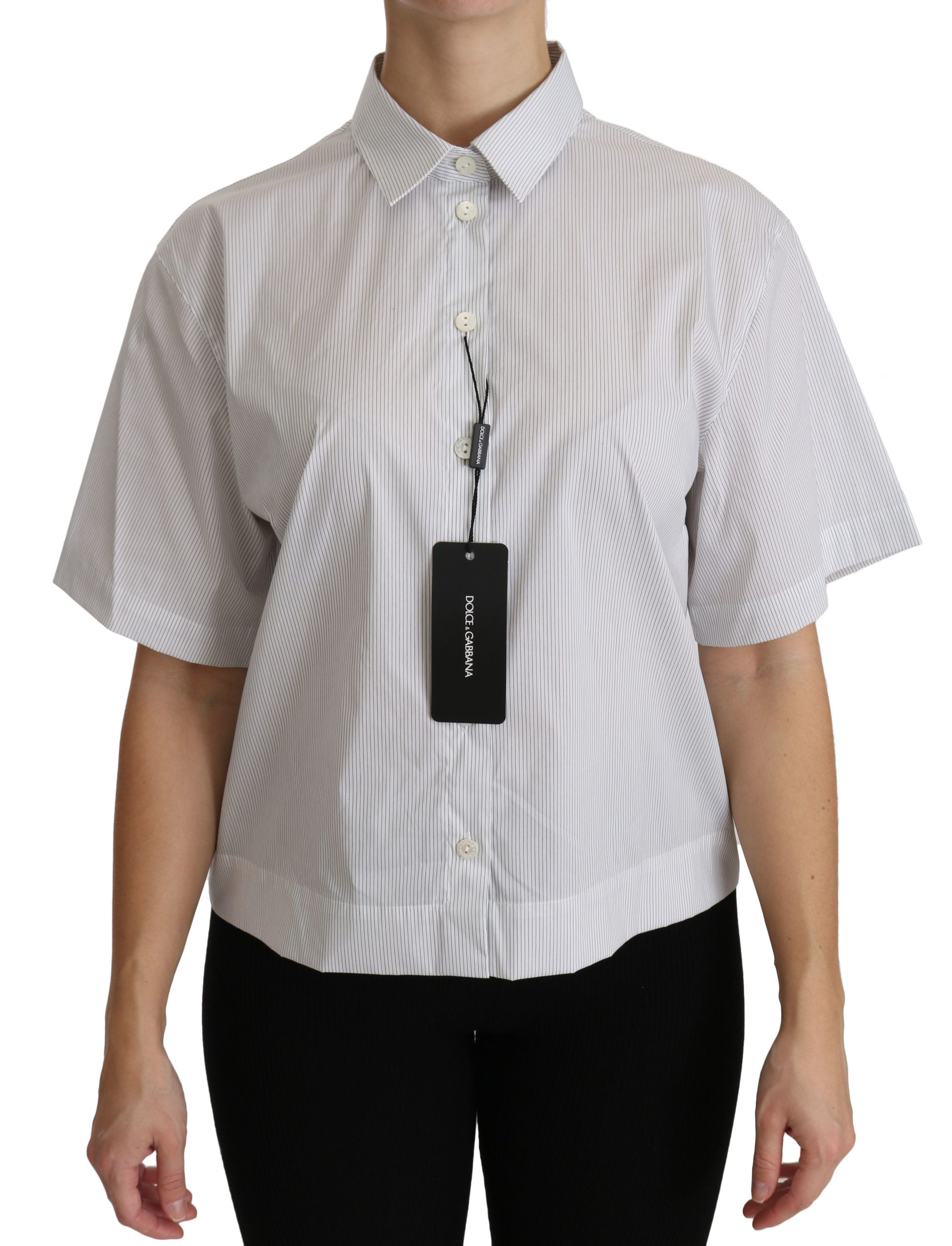 Dolce &amp; Gabbana white short-sleeved polo shirt with collar