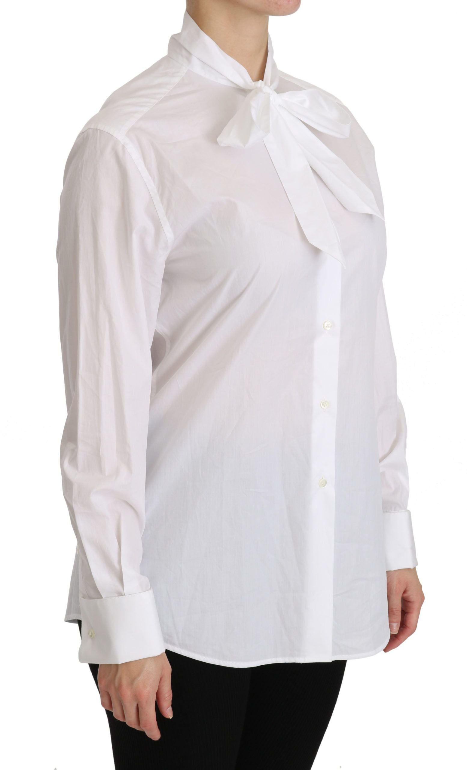 Dolce &amp; Gabbana white long-sleeved polo shirt with turtleneck