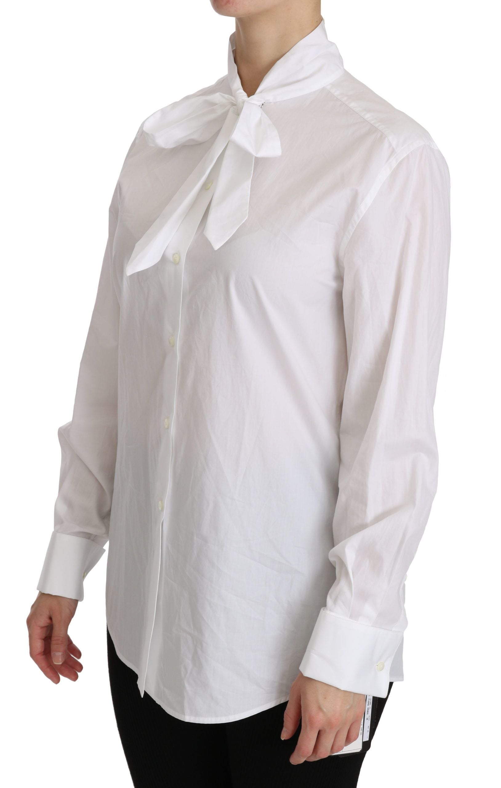 Dolce &amp; Gabbana white long-sleeved polo shirt with turtleneck