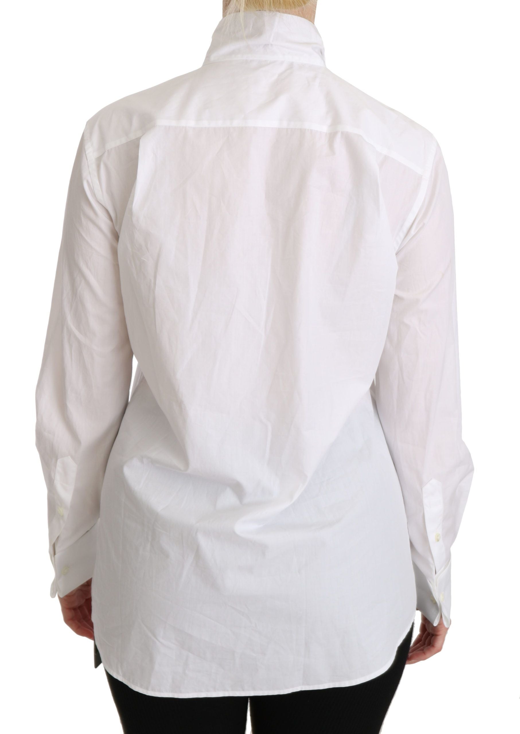 Dolce &amp; Gabbana white long-sleeved polo shirt with turtleneck