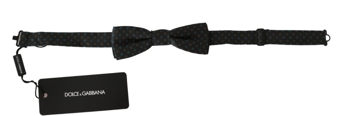 Dolce &amp; Gabbana Grey Patterned Men's Tie Papillon 100% Silk Bow Tie