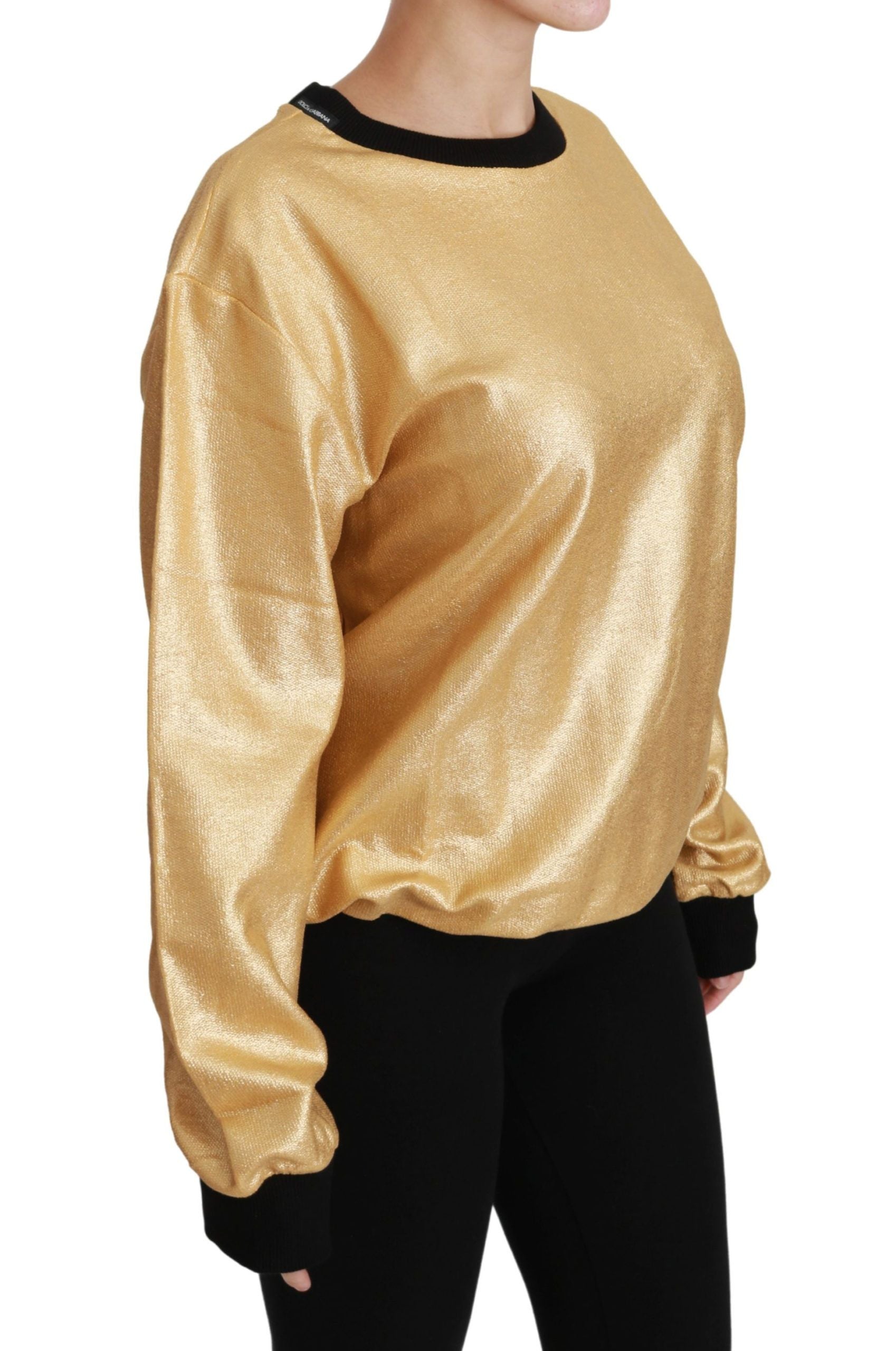 Dolce & Gabbana Pullover aus Baumwolle mit Rundhalsausschnitt in Gold