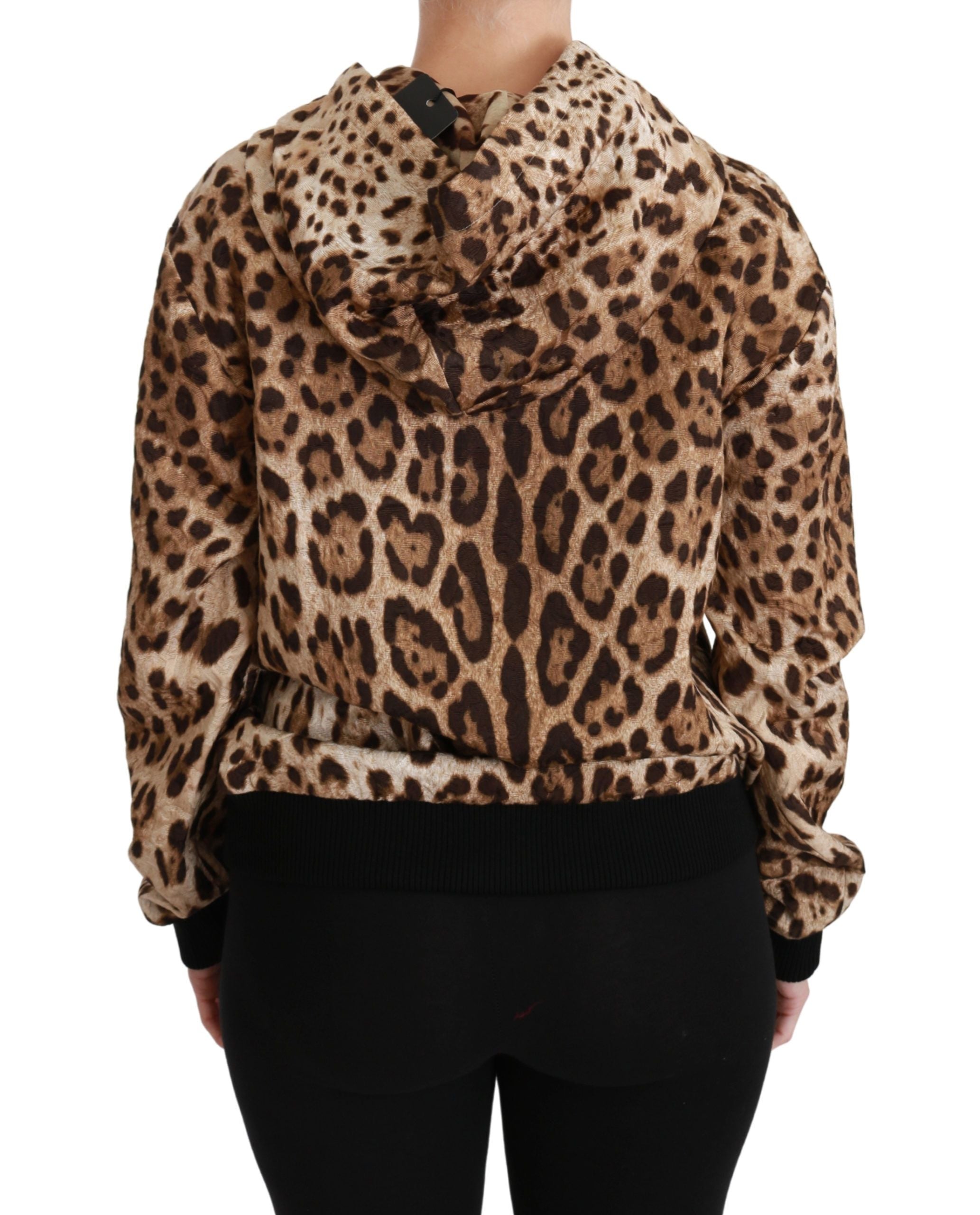 Dolce &amp; Gabbana Brown Ayers Leopard Hooded Sweater with Studs