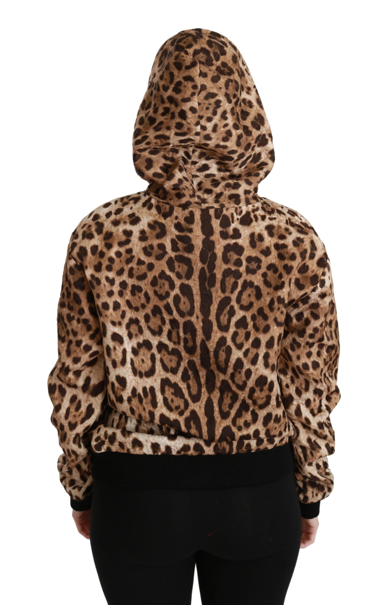 Dolce &amp; Gabbana Brown Ayers Leopard Hooded Sweater with Studs