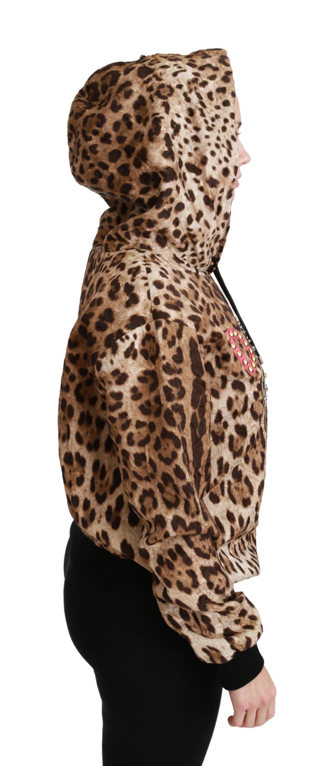 Dolce &amp; Gabbana Brown Ayers Leopard Hooded Sweater with Studs