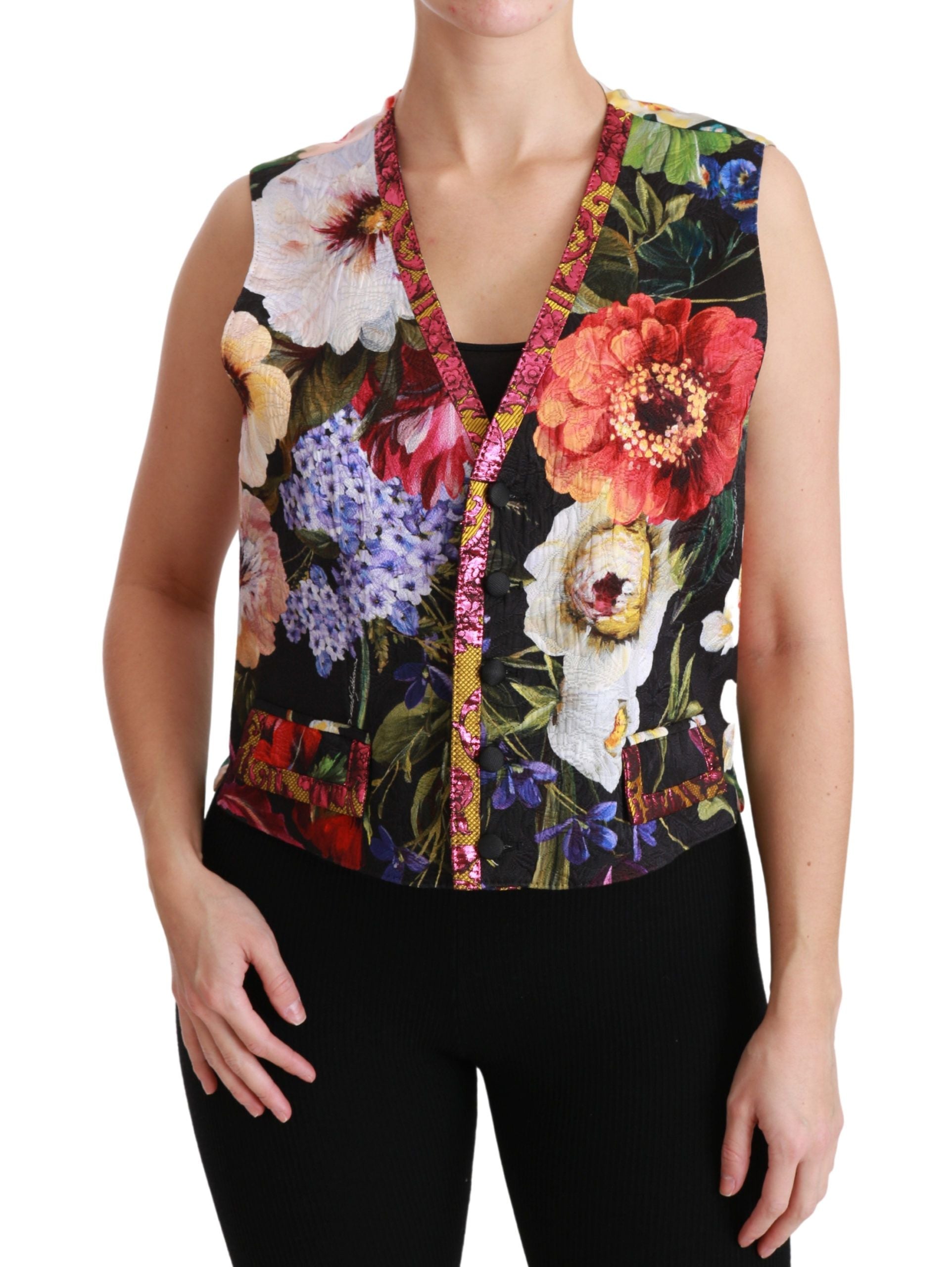Dolce &amp; Gabbana Multicolor Floral Sleeveless Vest Top