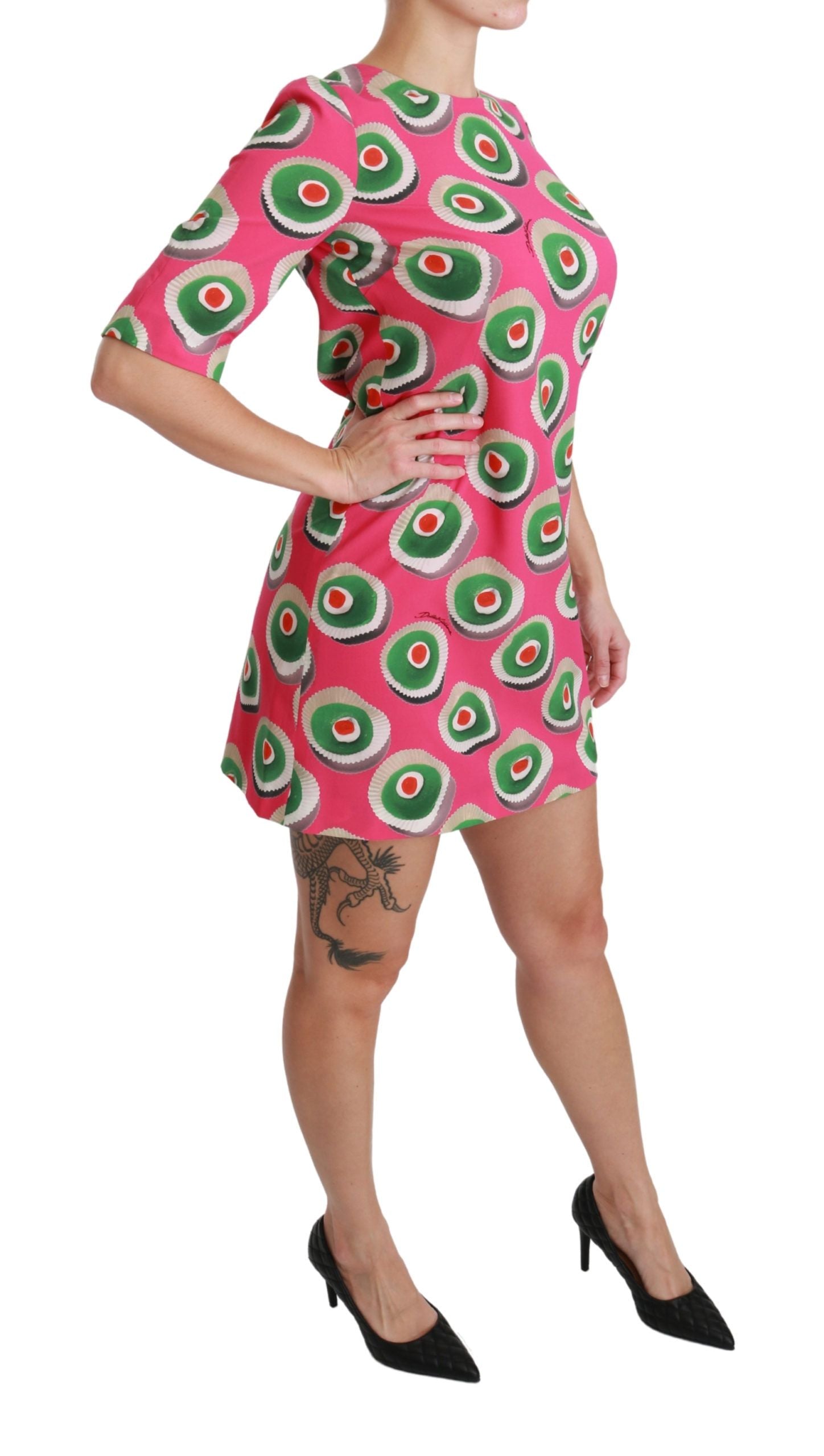 Dolce & Gabbana Rosa Seiden Cup Cake Shift Stretch Kleid