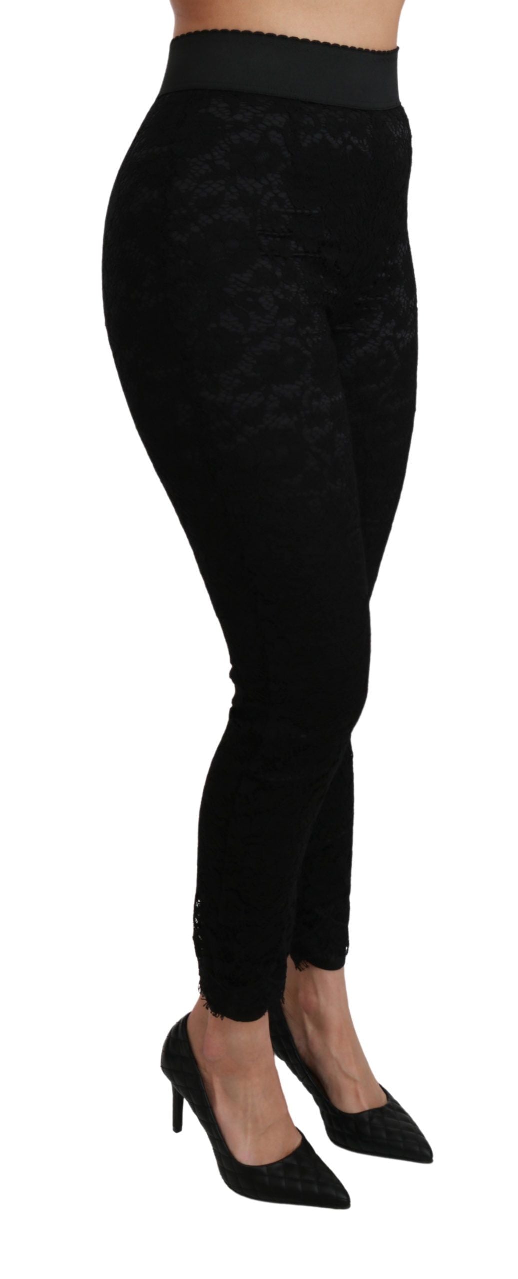 Dolce &amp; Gabbana Elegant high waist trousers with lace