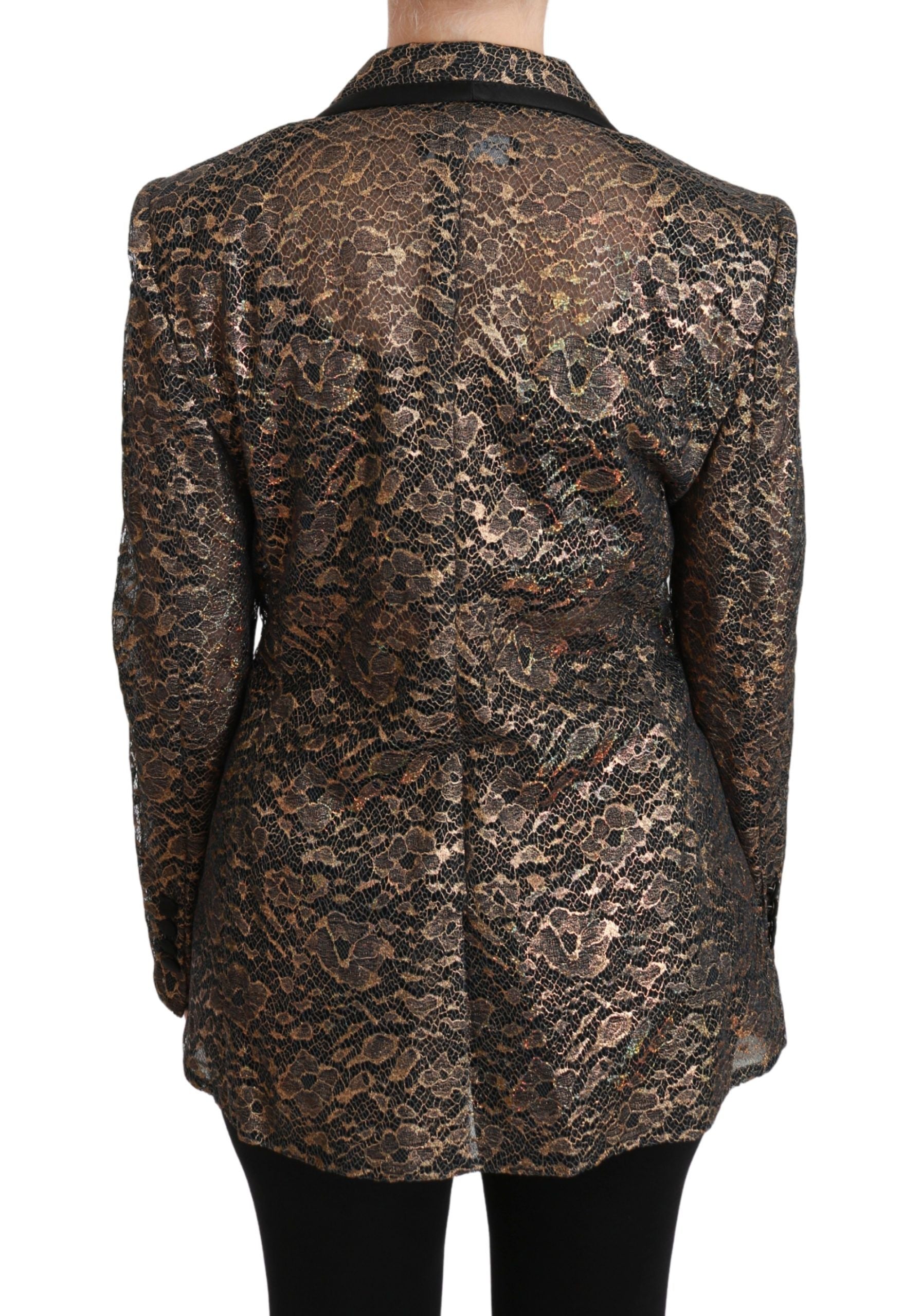 Dolce & Gabbana Gold Schwarz Spitze Blazermantel Floral Jacke