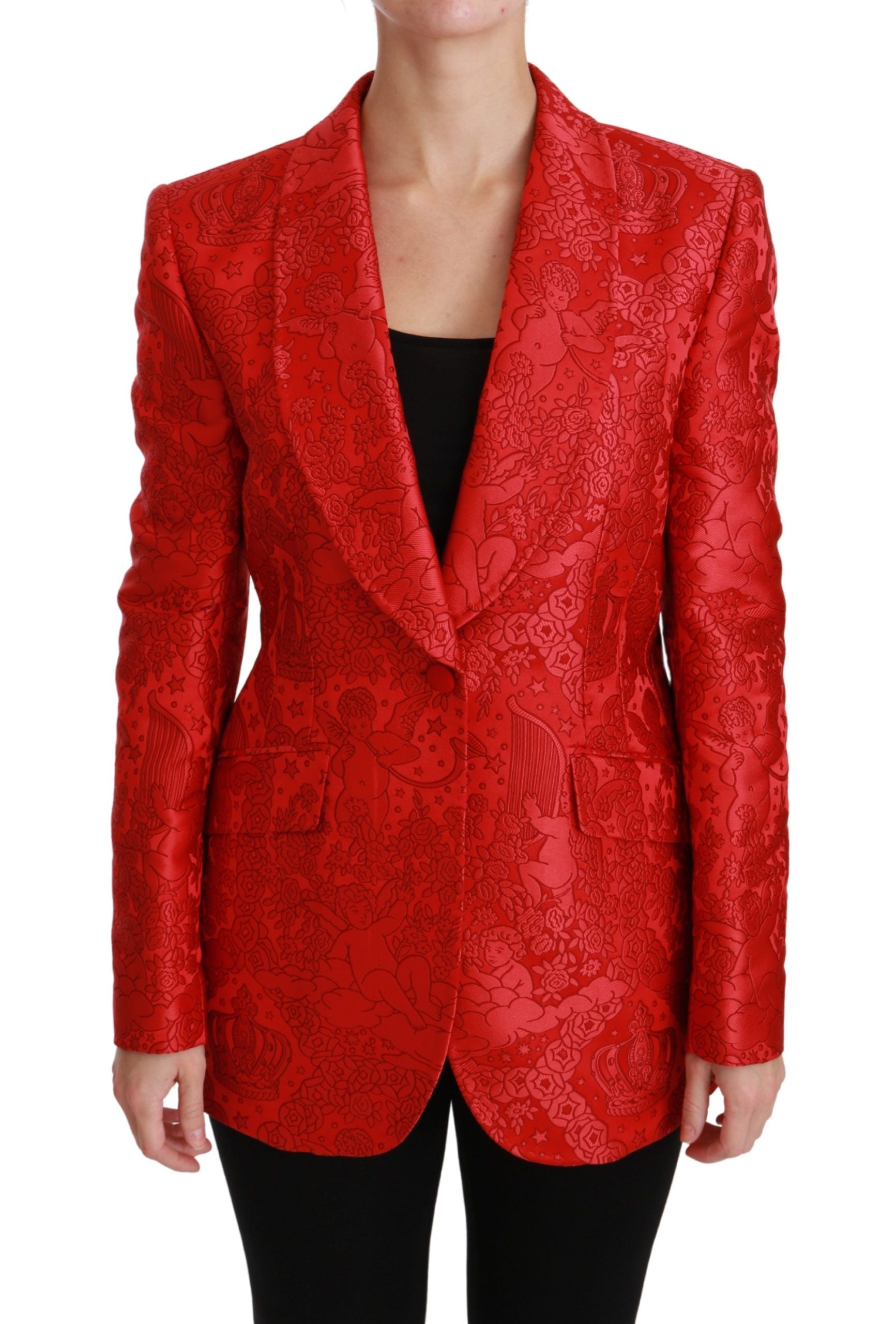 Dolce & Gabbana Roter geblümter Engel Blazermantel Jacke