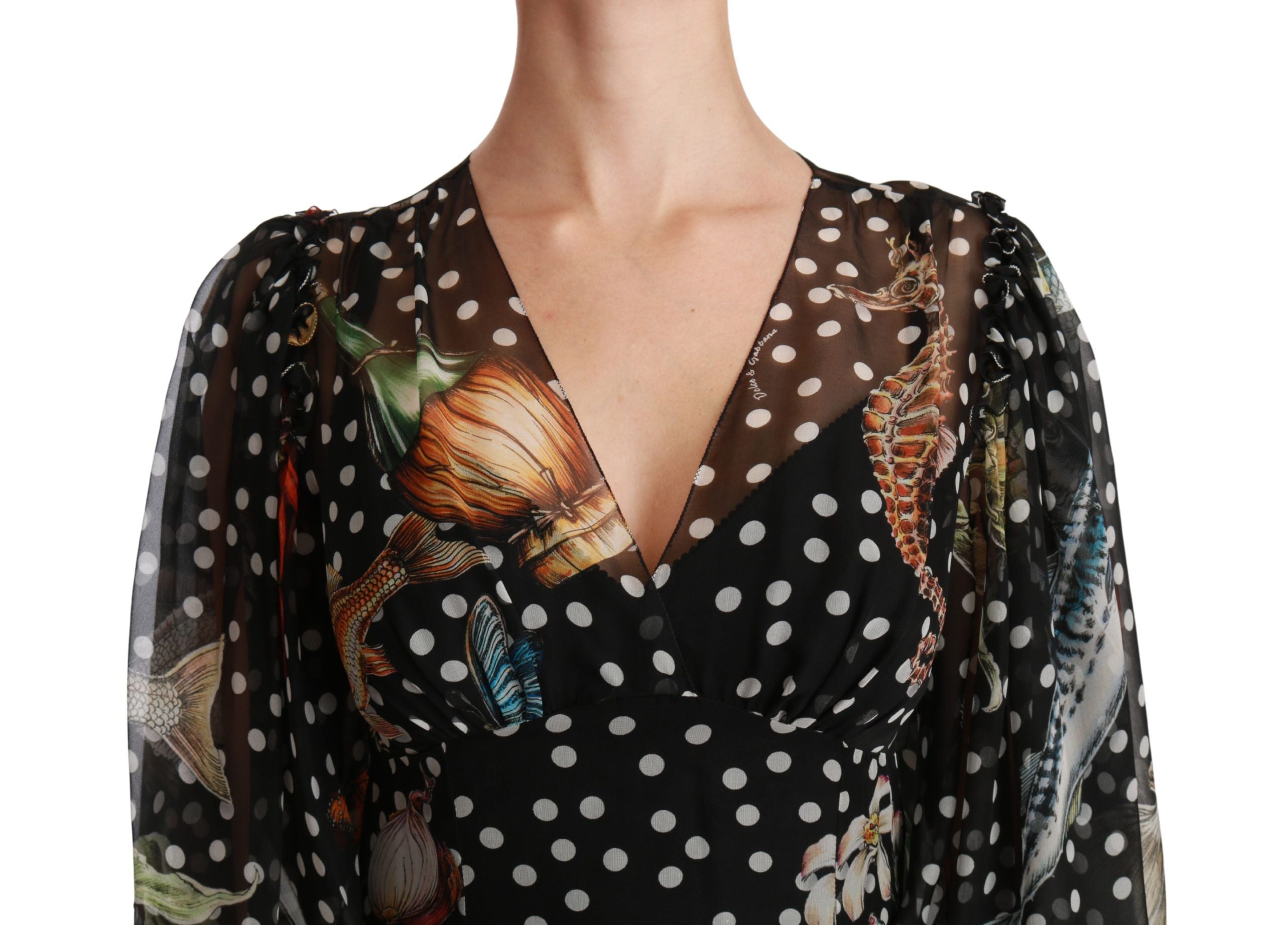 Dolce & Gabbana Black Sea Fish Sicily A-Linien-Shiftkleid