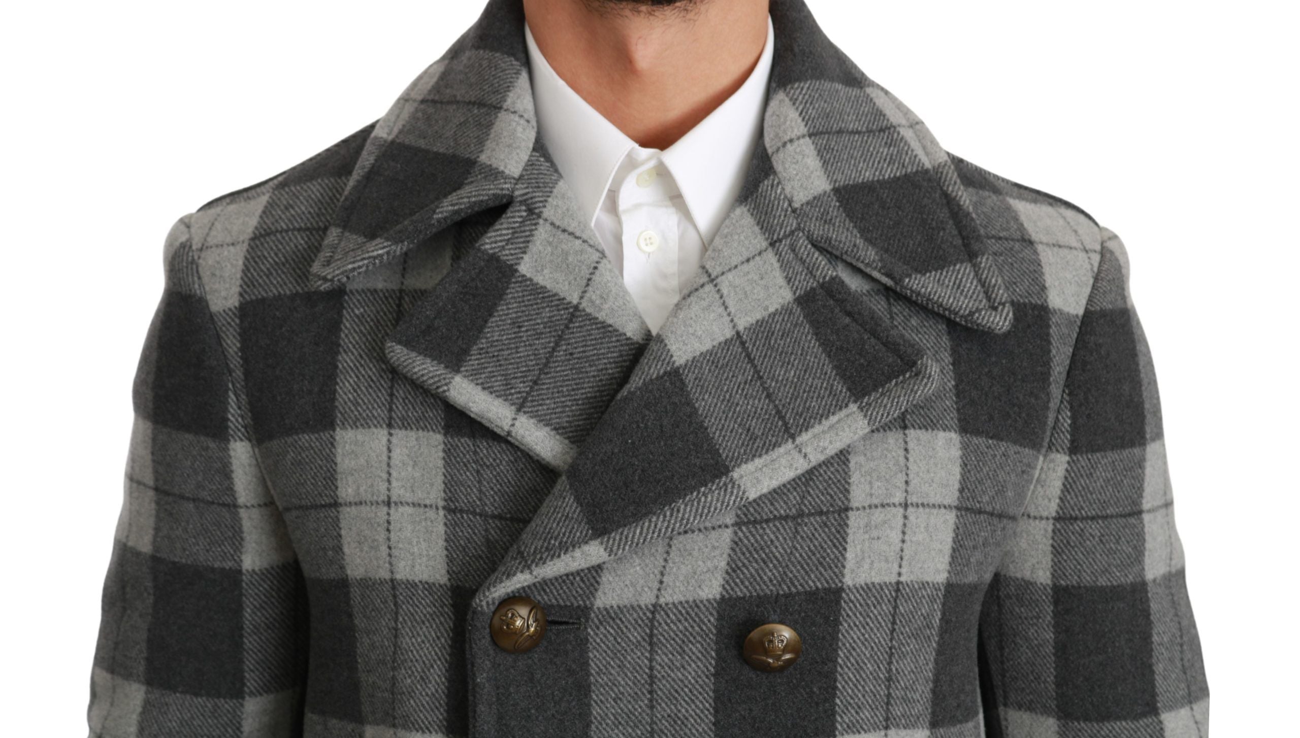 Dolce &amp; Gabbana Elegant gray checked double-breasted coat