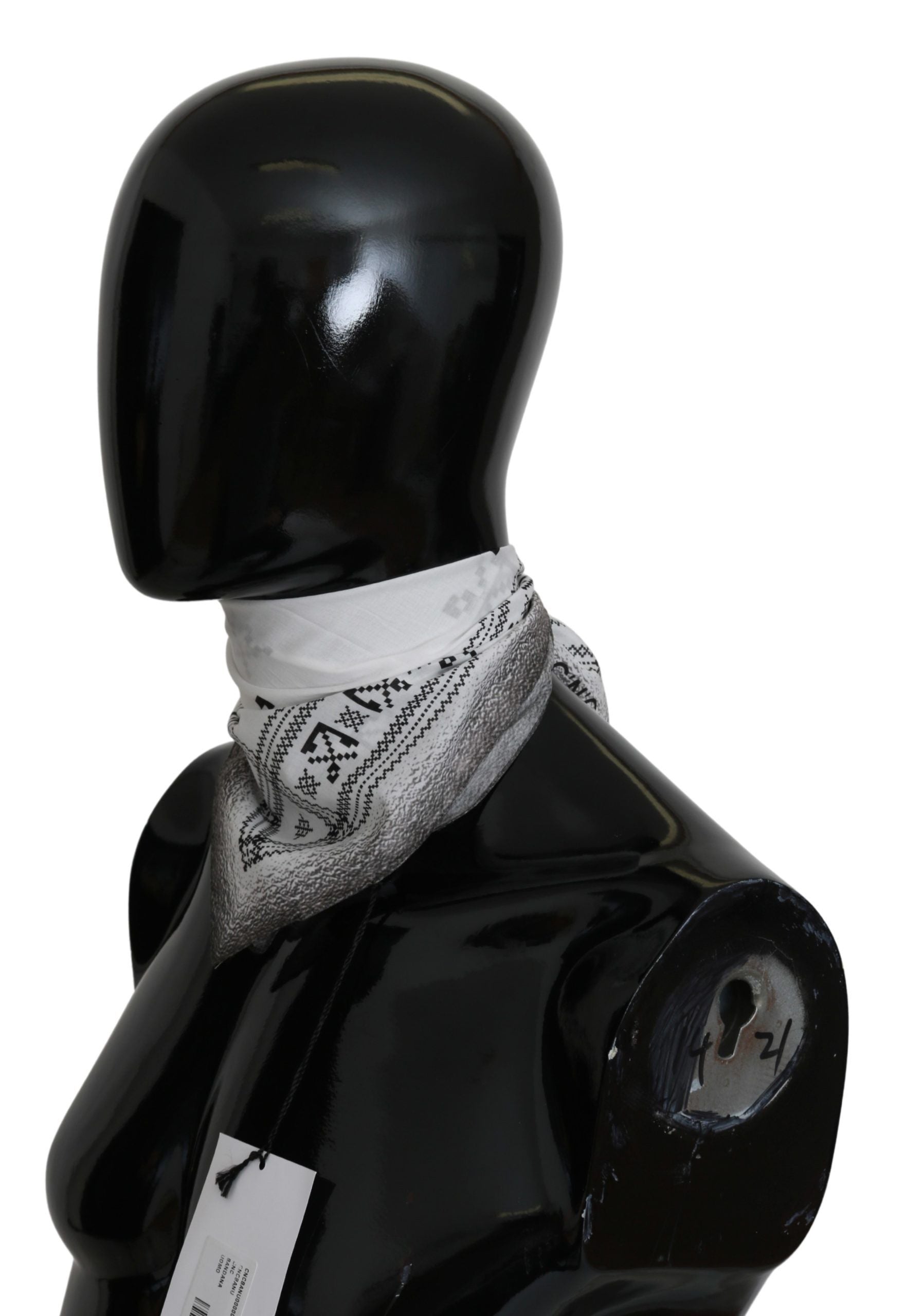 Costume National Weißes bedrucktes Bandana-Schal aus Baumwolle