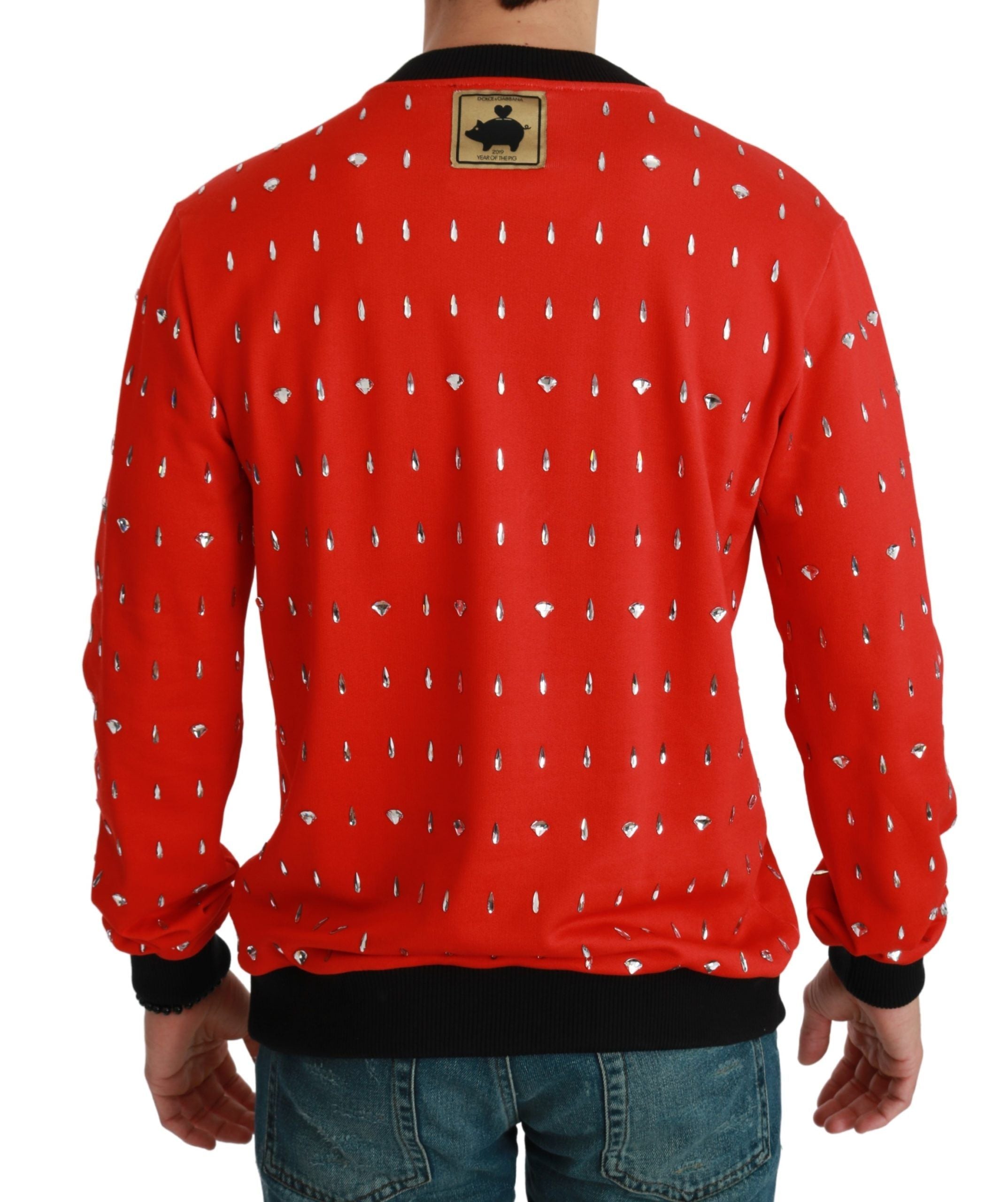 Dolce &amp; Gabbana Red Crystal Pig of the Year Sweater 