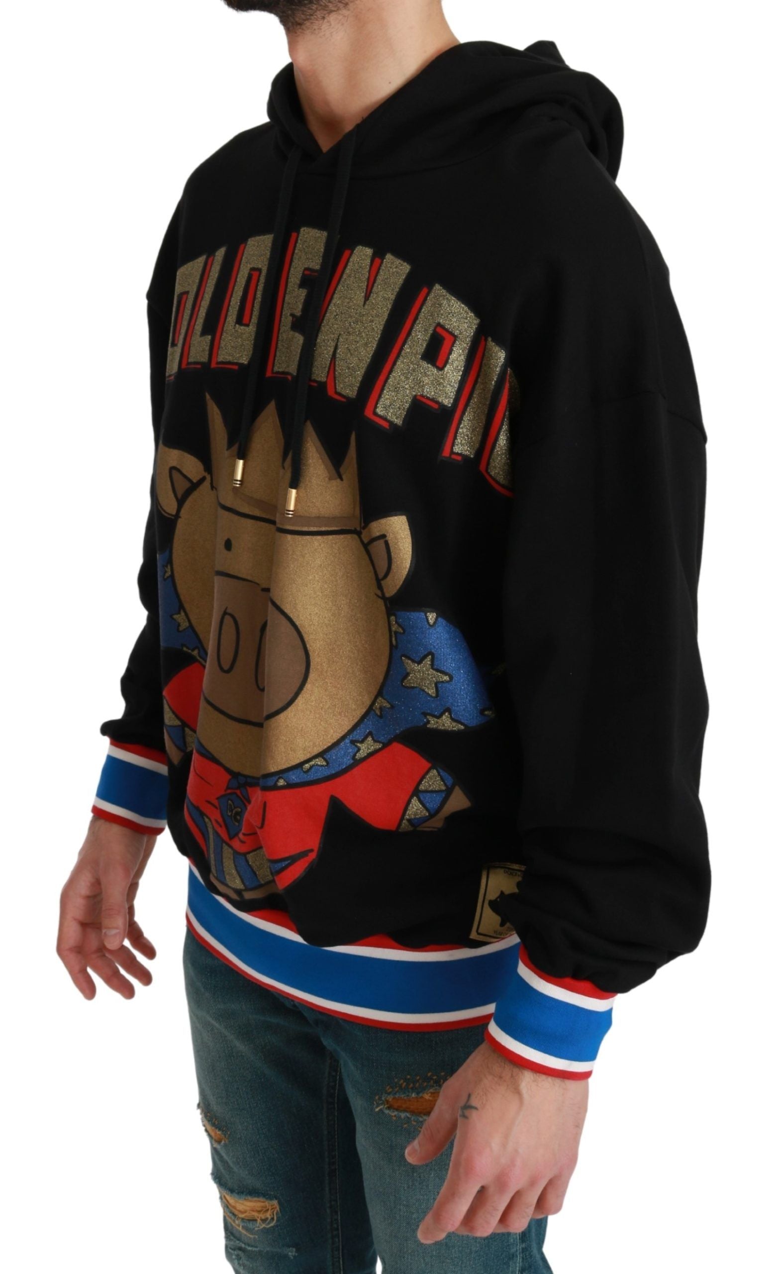 Dolce &amp; Gabbana Black sweater Pig of the Year with hood