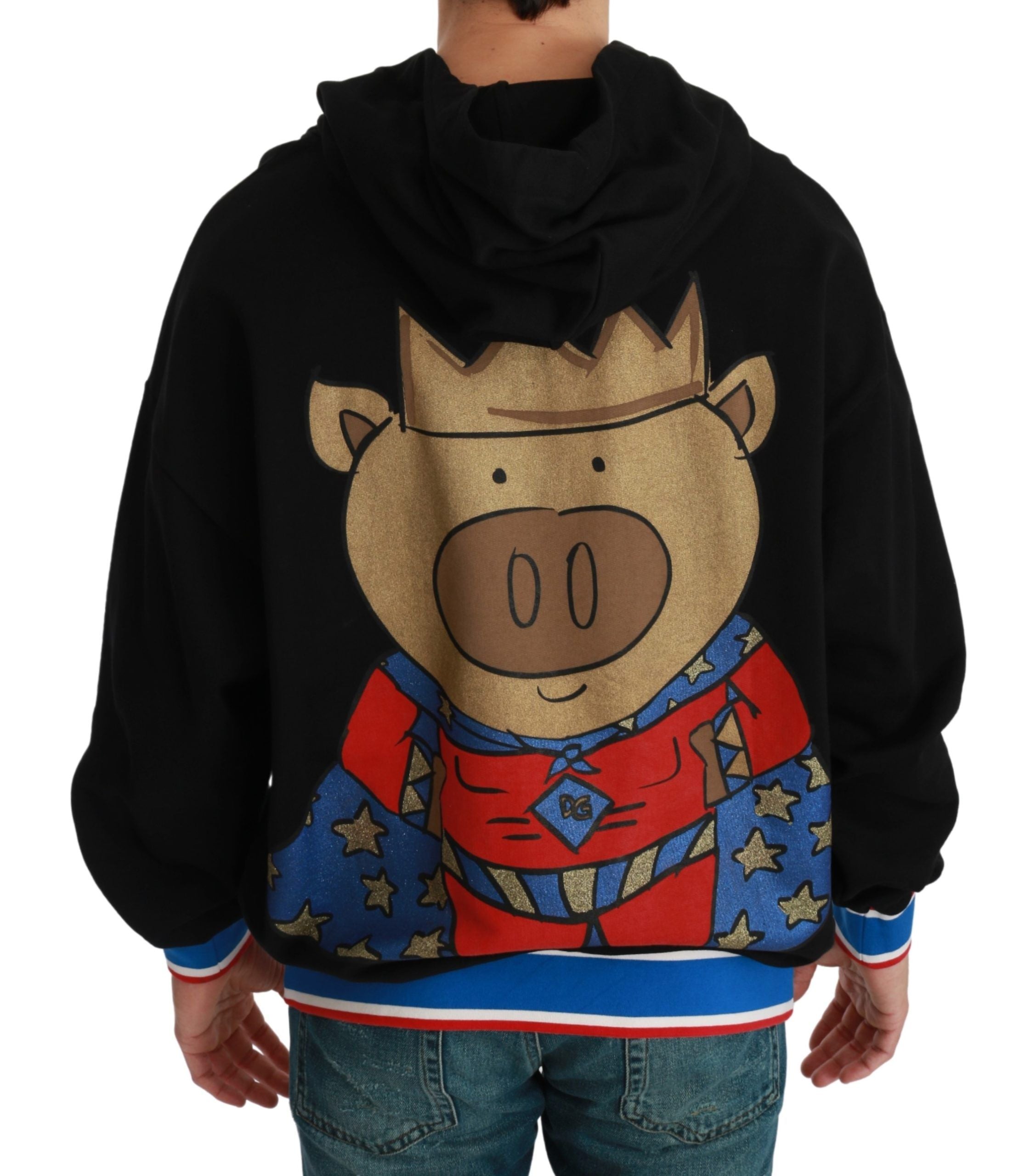 Dolce &amp; Gabbana Black sweater Pig of the Year with hood