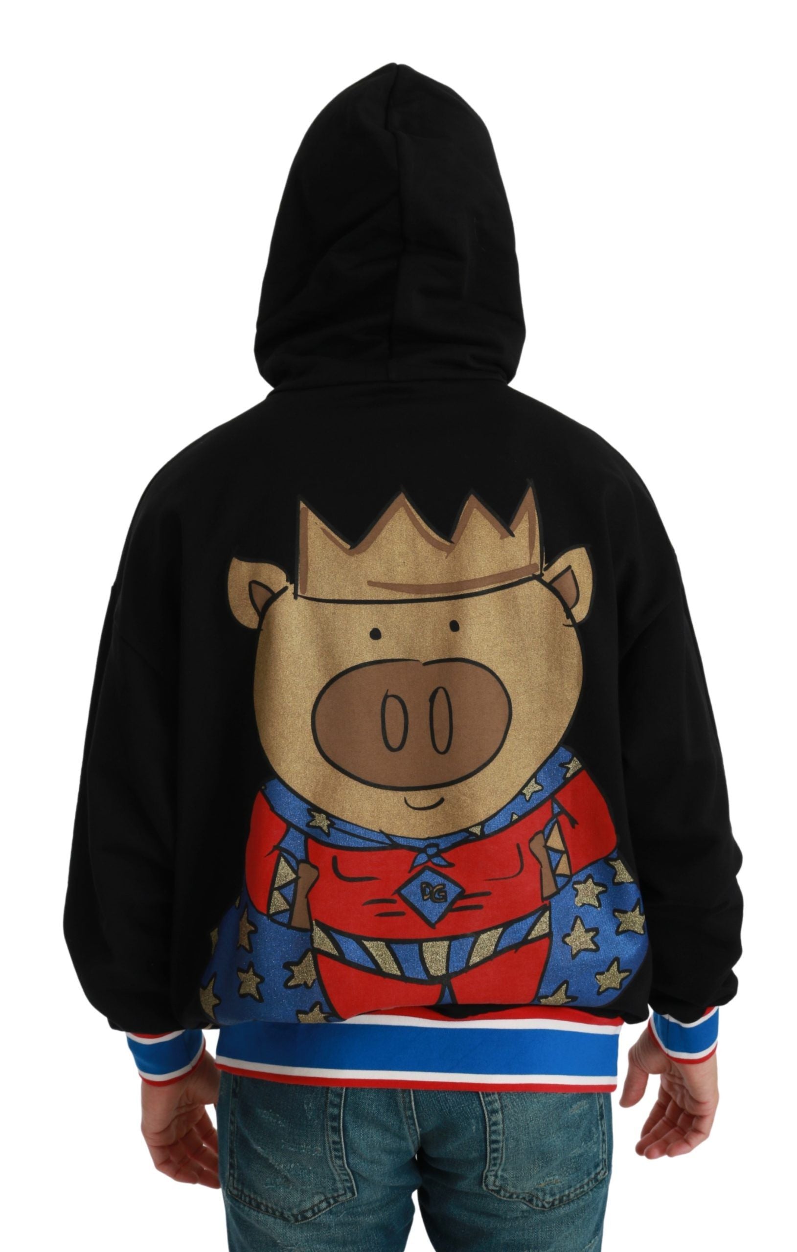 Dolce &amp; Gabbana Black sweater Pig of the Year with hood