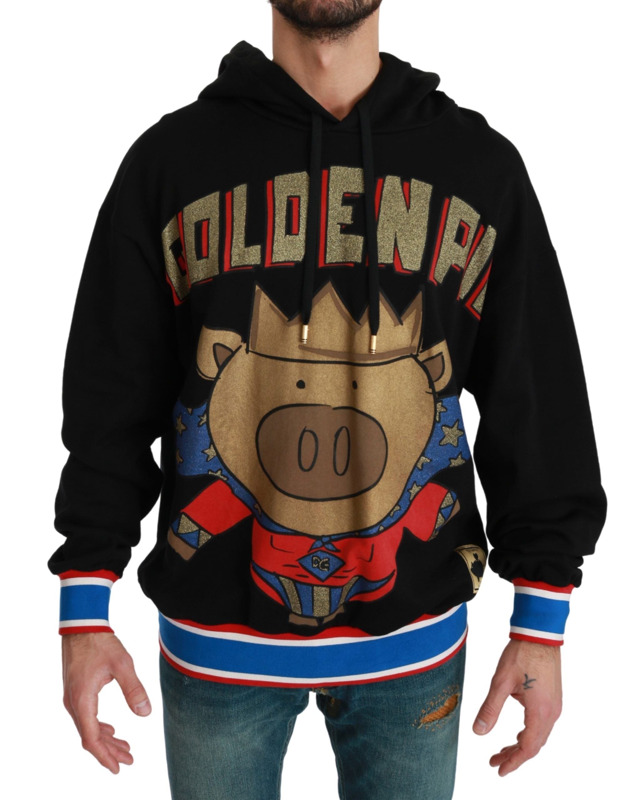 Dolce &amp; Gabbana Black sweater Pig of the Year with hood