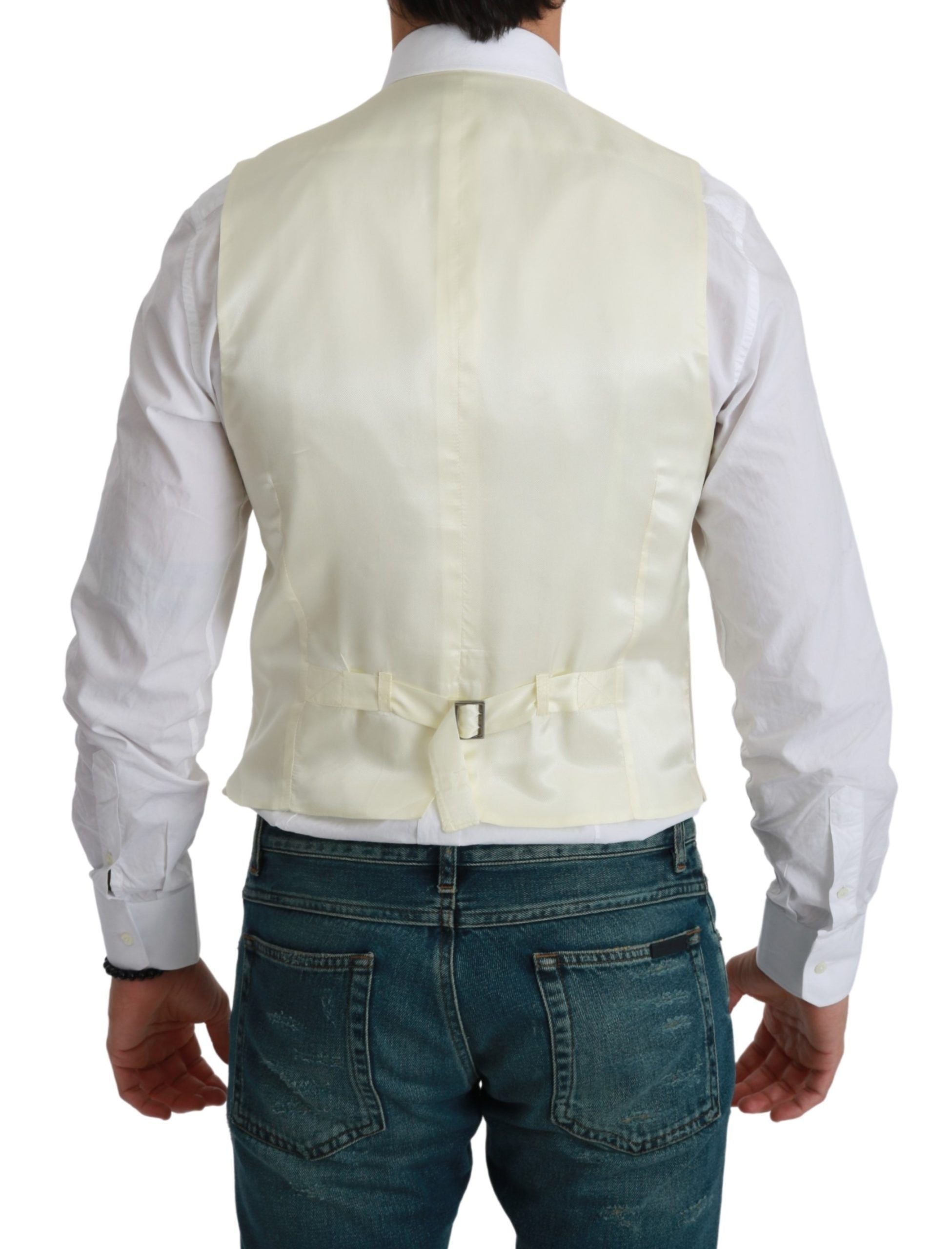 Dolce &amp; Gabbana White Vest Formal Wool Waistcoat