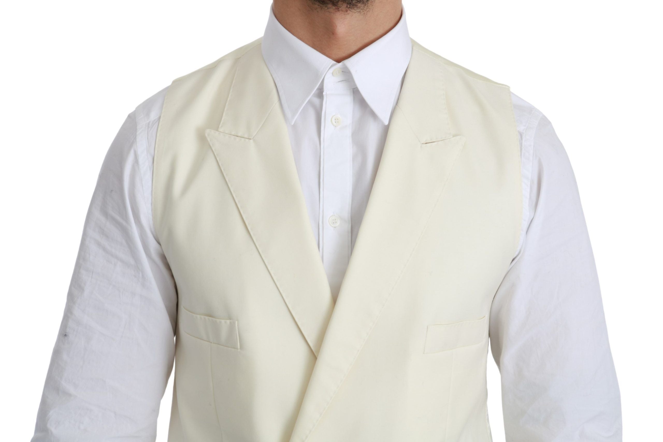 Dolce &amp; Gabbana White Vest Formal Wool Waistcoat