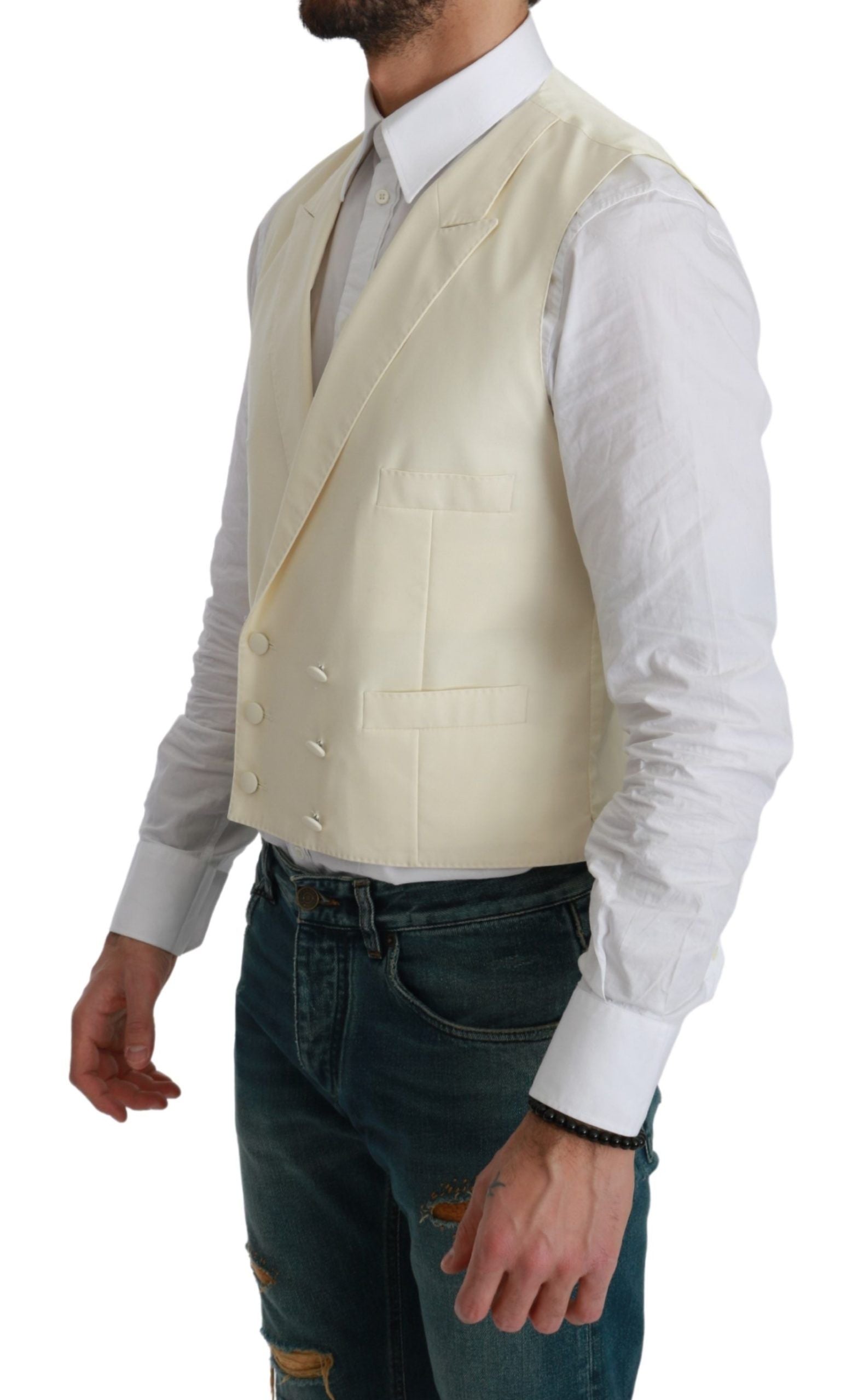 Dolce &amp; Gabbana White Vest Formal Wool Waistcoat