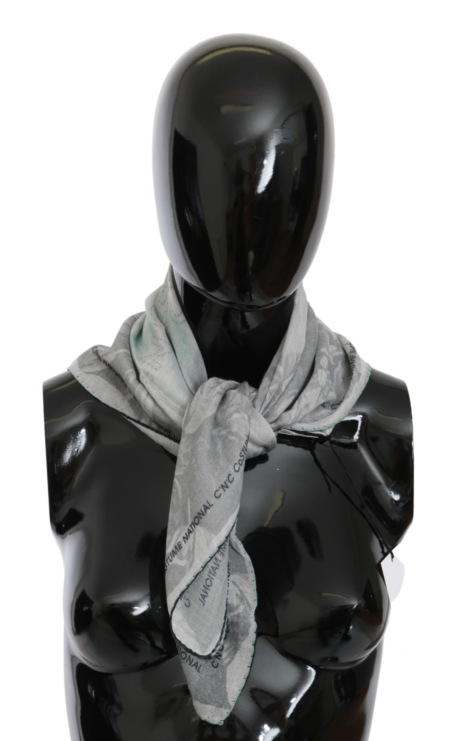 Costume National Grauer Seidenschal Foulard Wickelschal