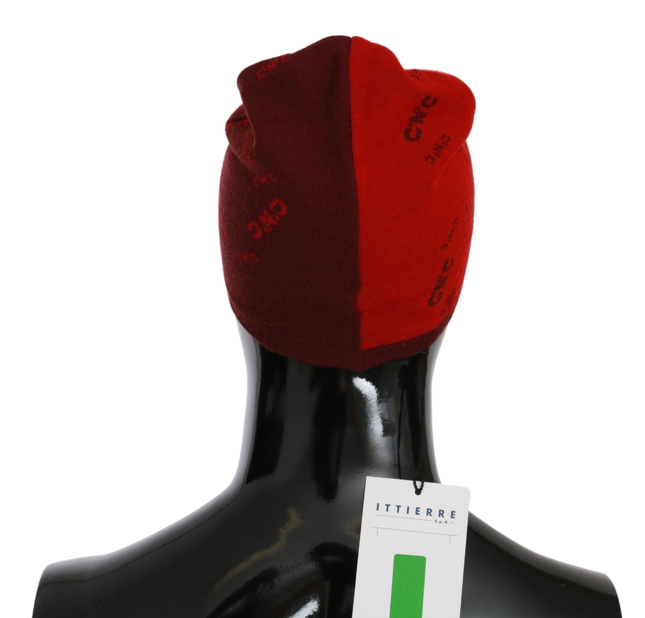 Costume National Red Wool Blend Beanie Hat with Trademark 