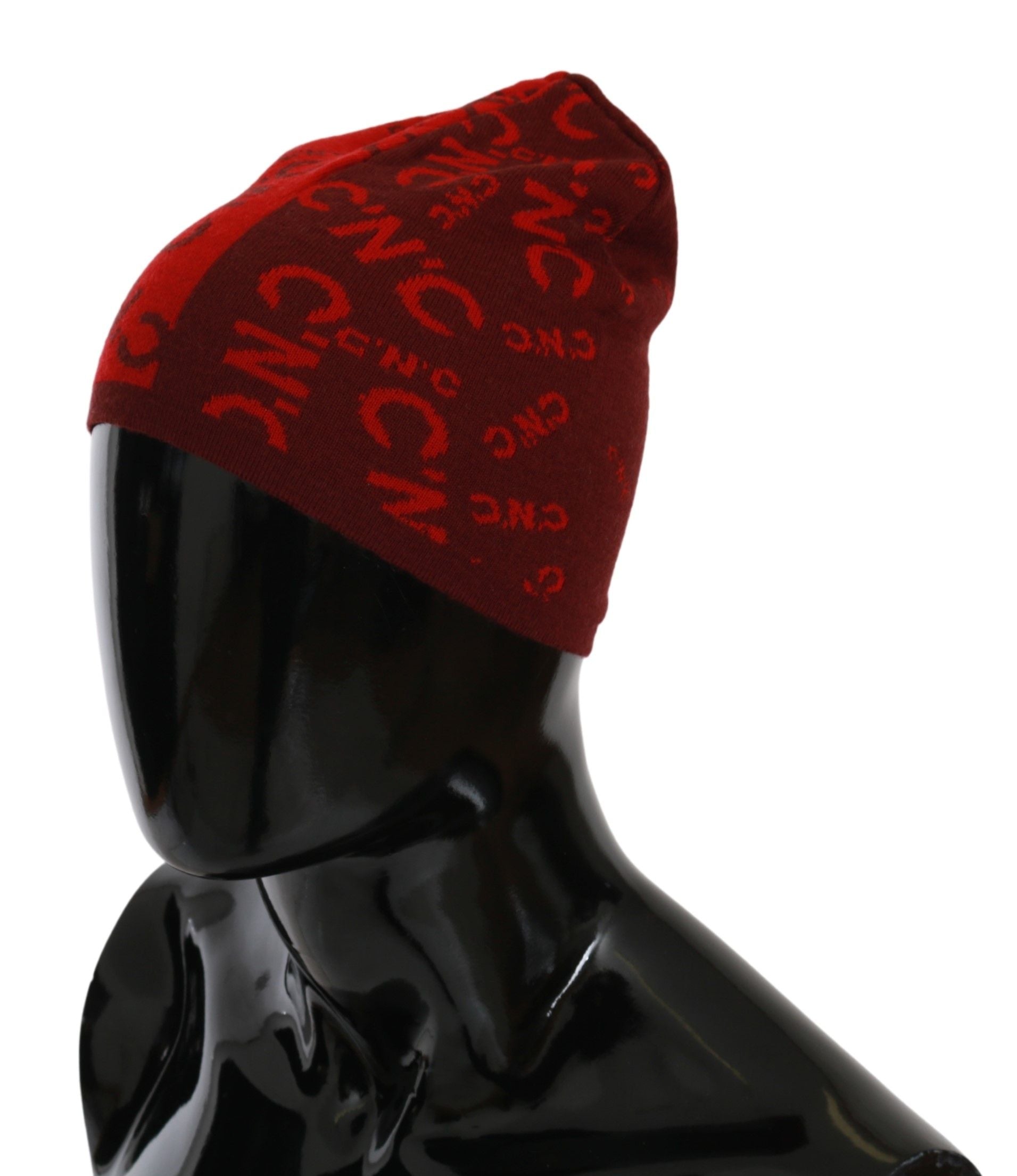 Costume National Red Wool Blend Beanie Hat with Trademark 