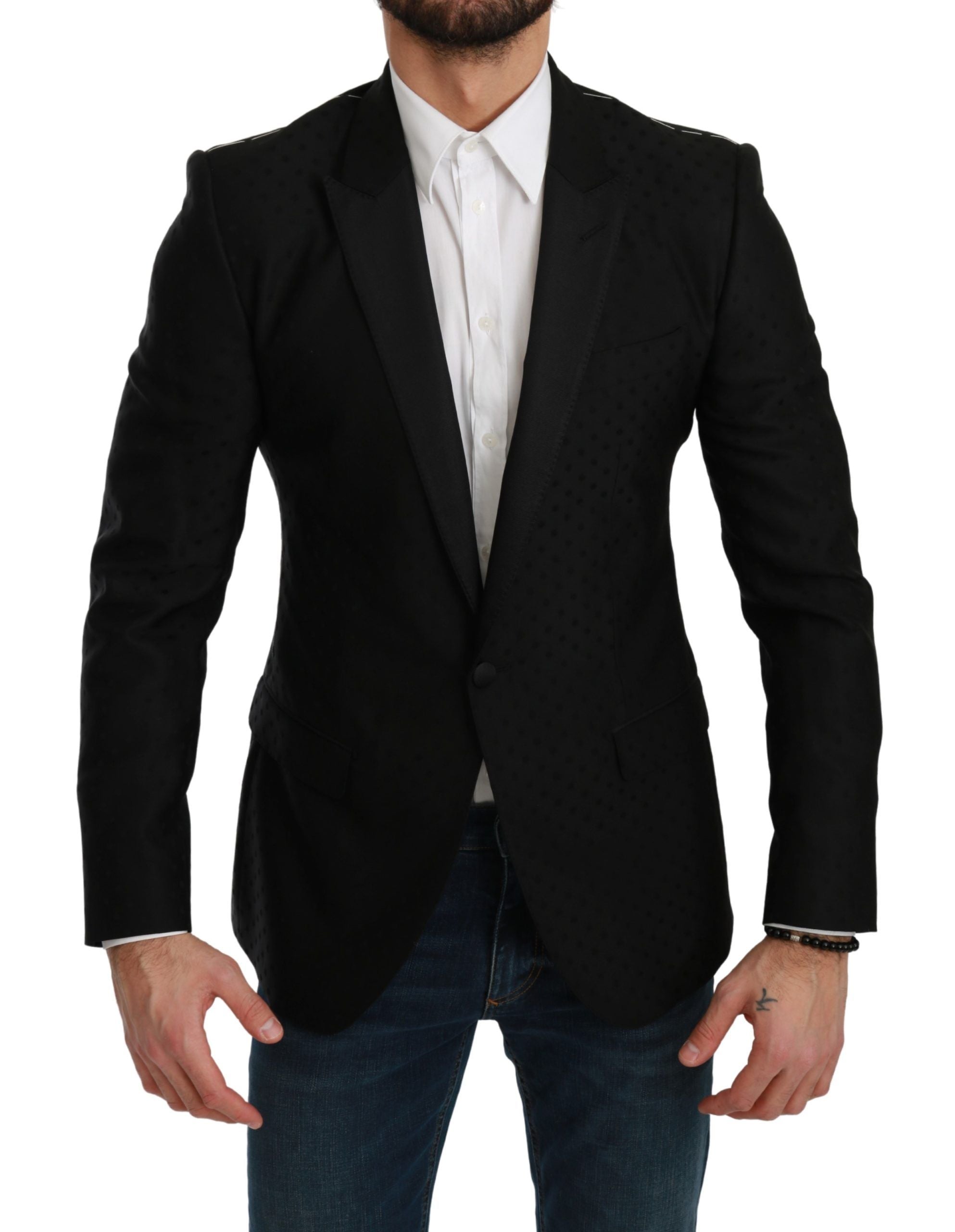 Dolce &amp; Gabbana Black Slim Fit Coat Jacket MARTINI Blazer 