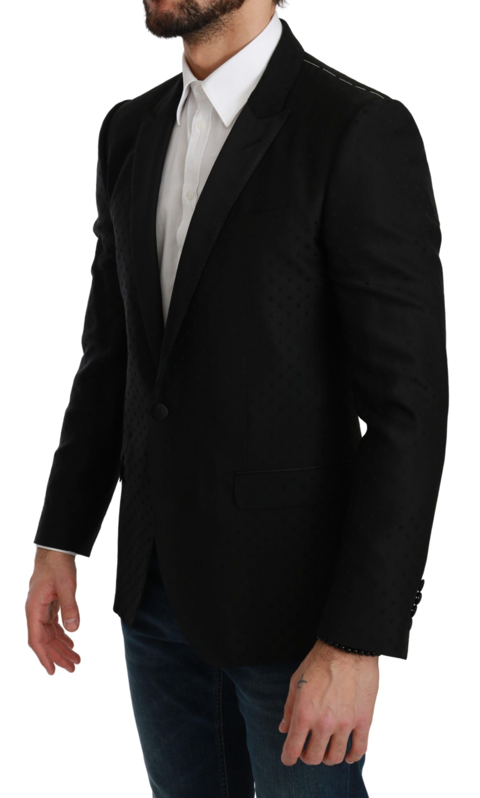 Dolce &amp; Gabbana Black Slim Fit Coat Jacket MARTINI Blazer 