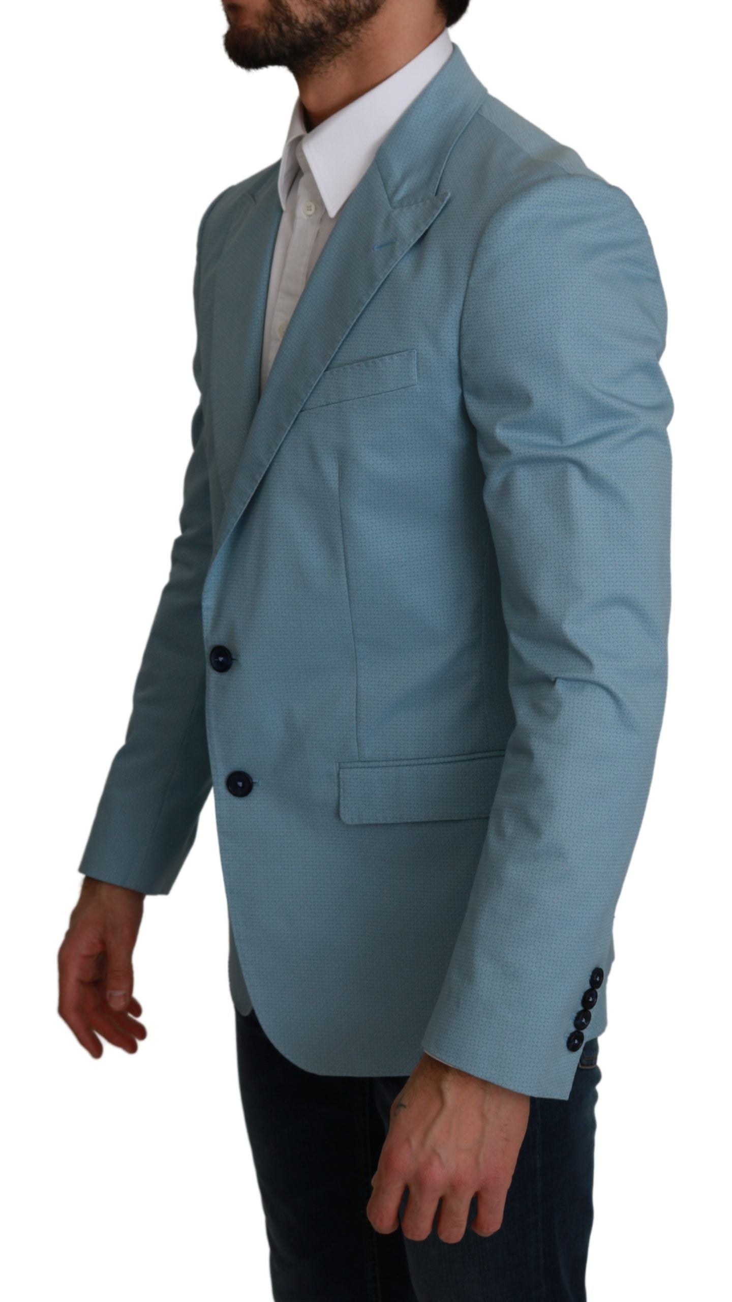 Dolce &amp; Gabbana Blue Slim Fit Coat Jacket MARTINI Blazer 