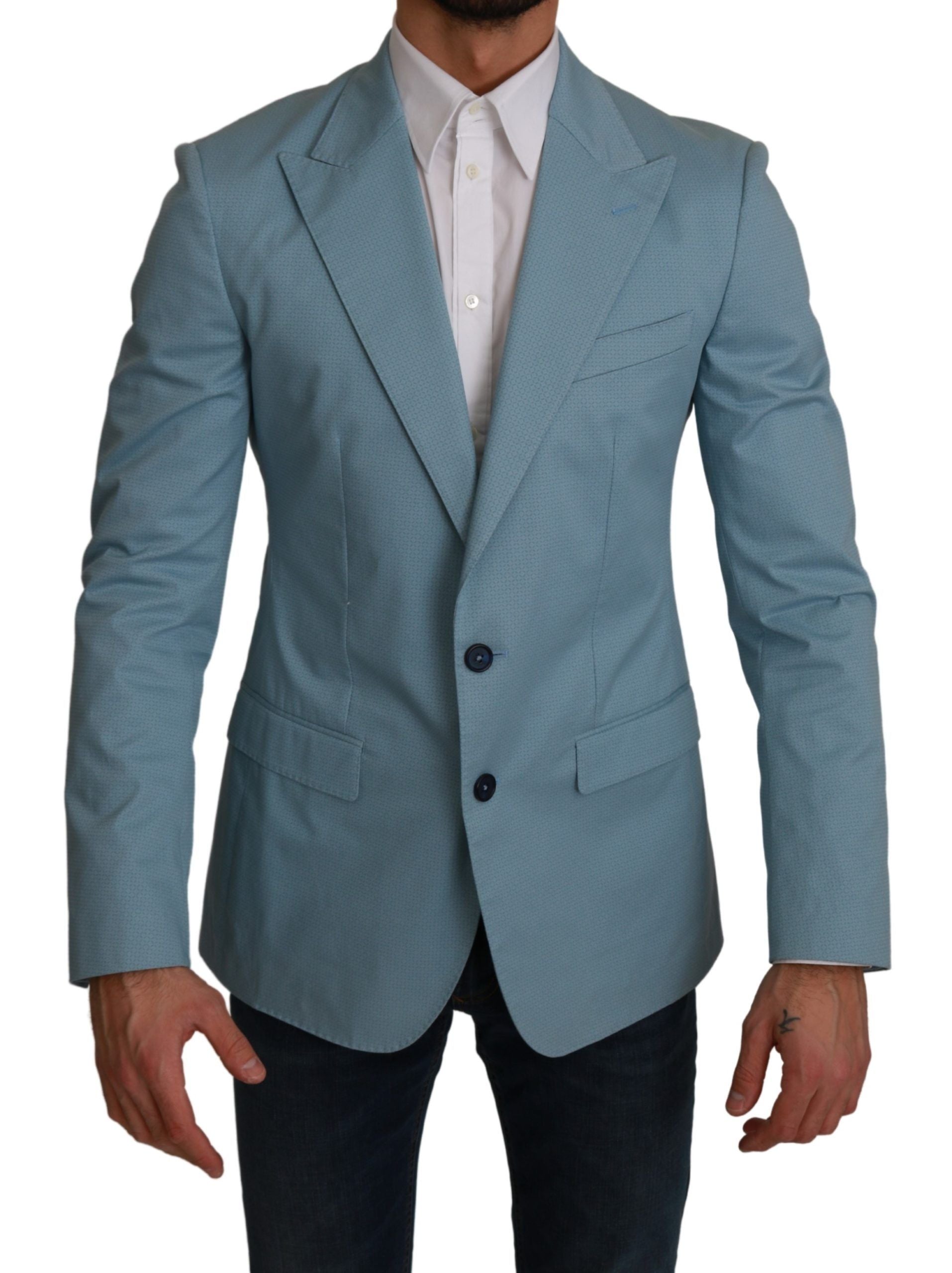 Dolce &amp; Gabbana Blue Slim Fit Coat Jacket MARTINI Blazer 