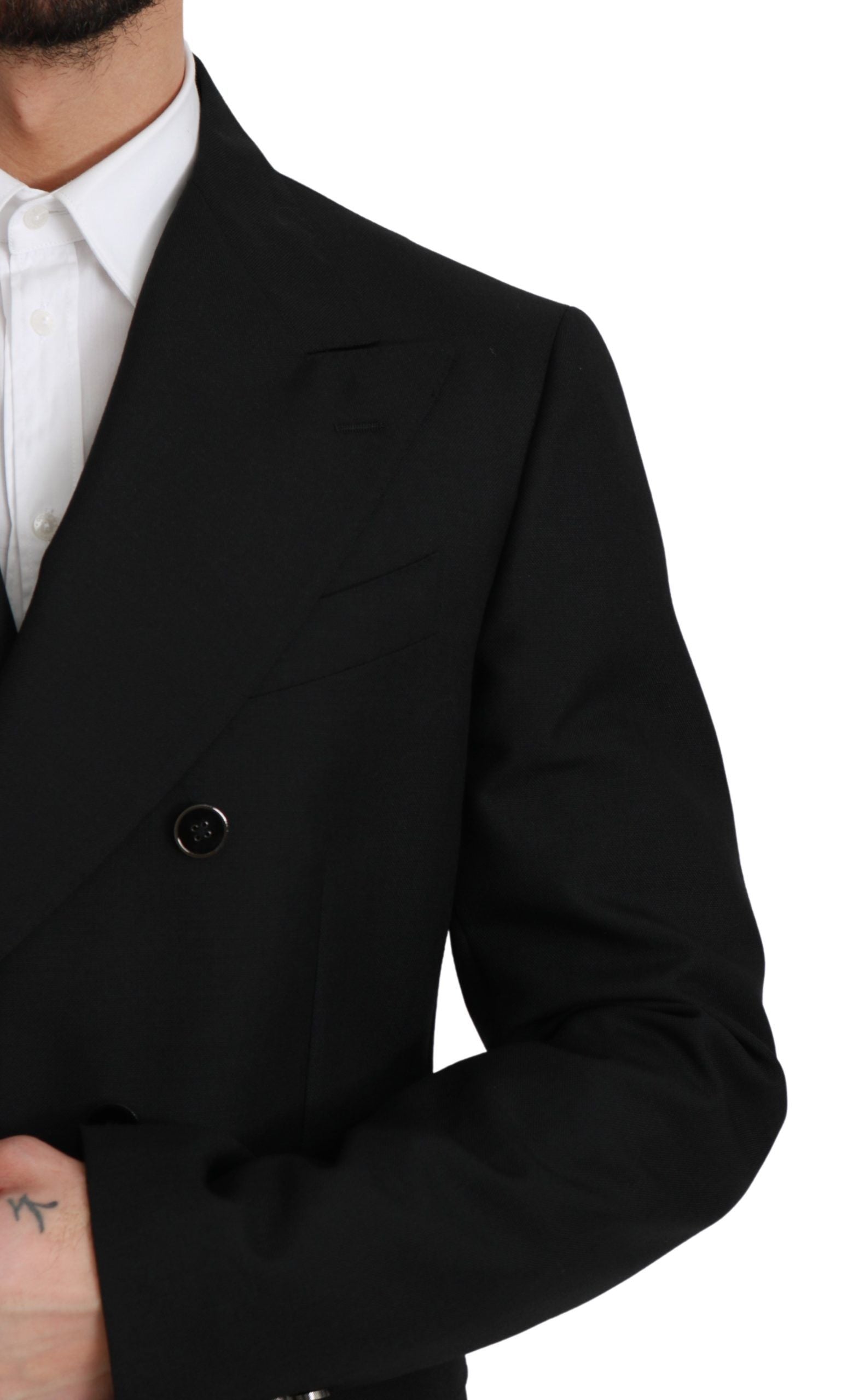 Dolce &amp; Gabbana Black Slim Fit Coat Wool Blazer 