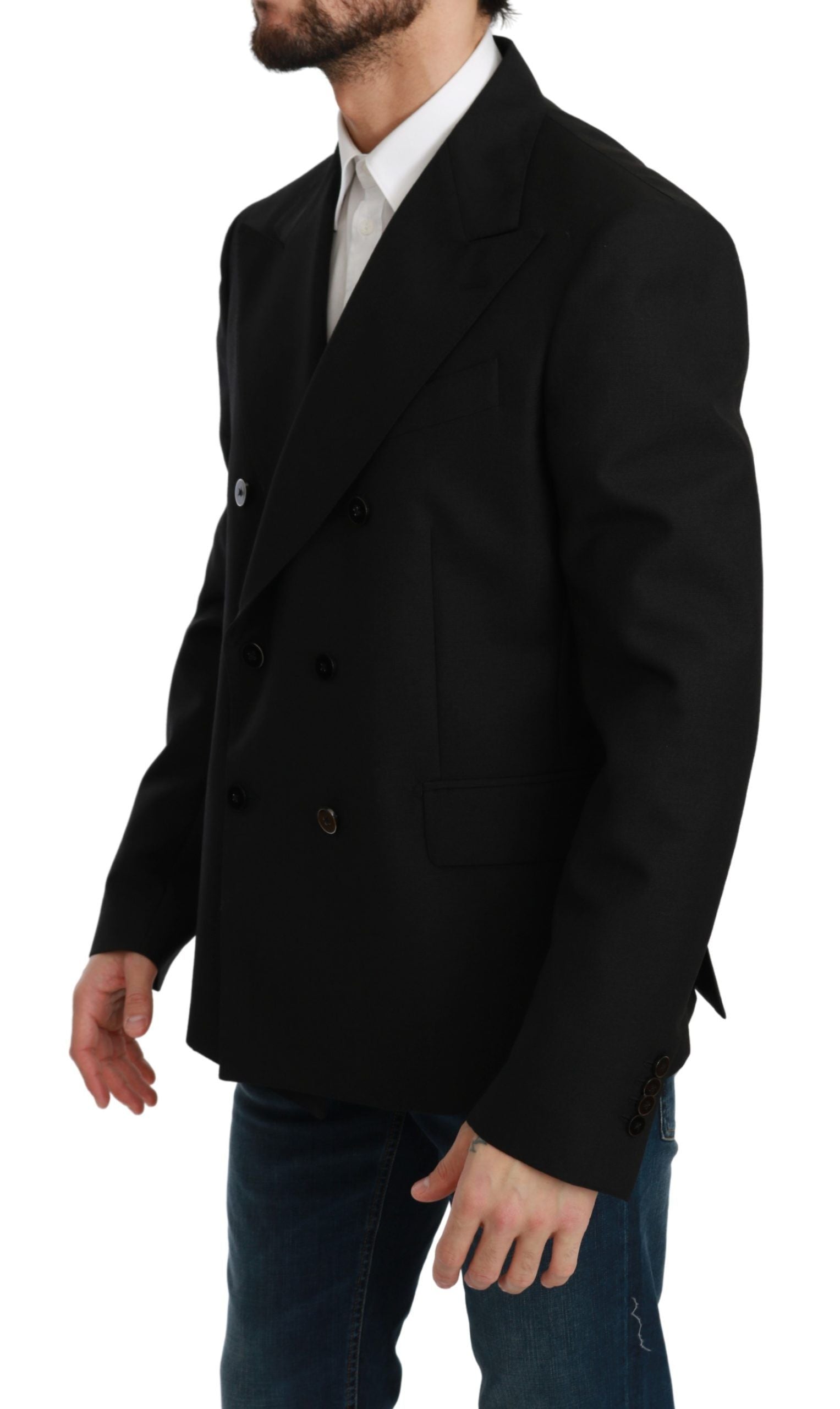 Dolce &amp; Gabbana Black Slim Fit Coat Wool Blazer 