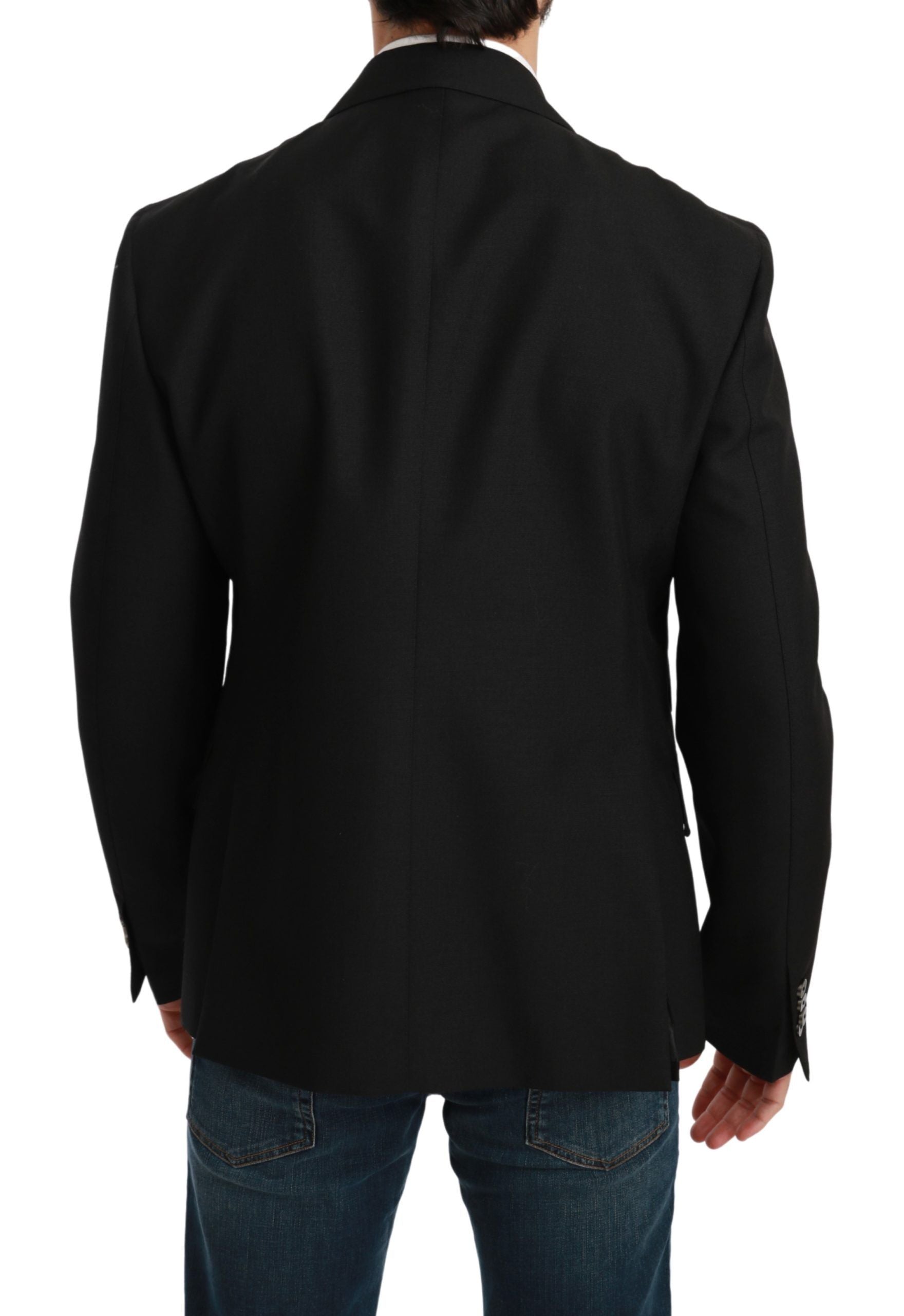 Dolce &amp; Gabbana Black Slim Fit Coat Wool Blazer 