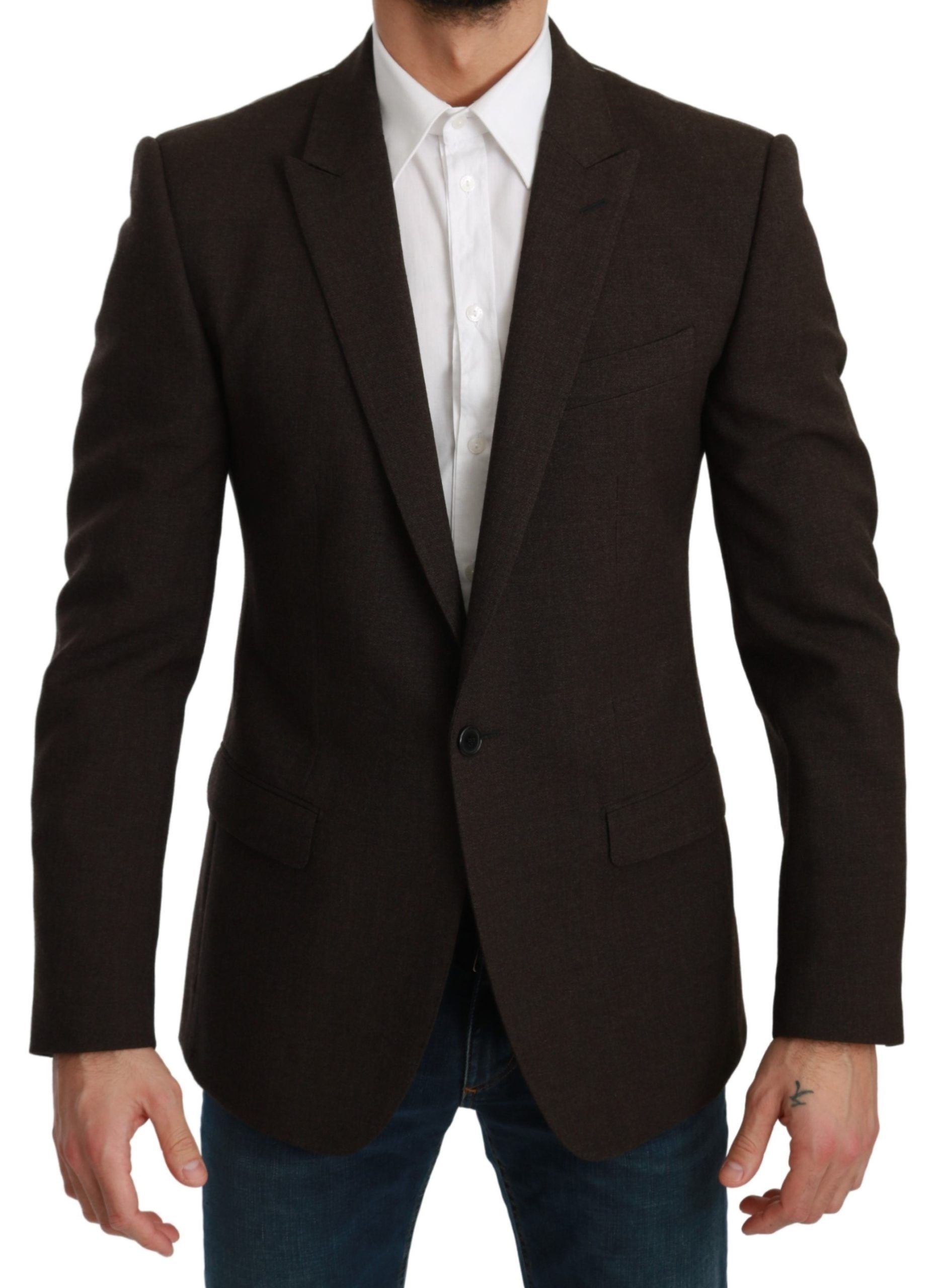 Dolce &amp; Gabbana Brown Slim Fit Coat Jacket MARTINI Blazer 
