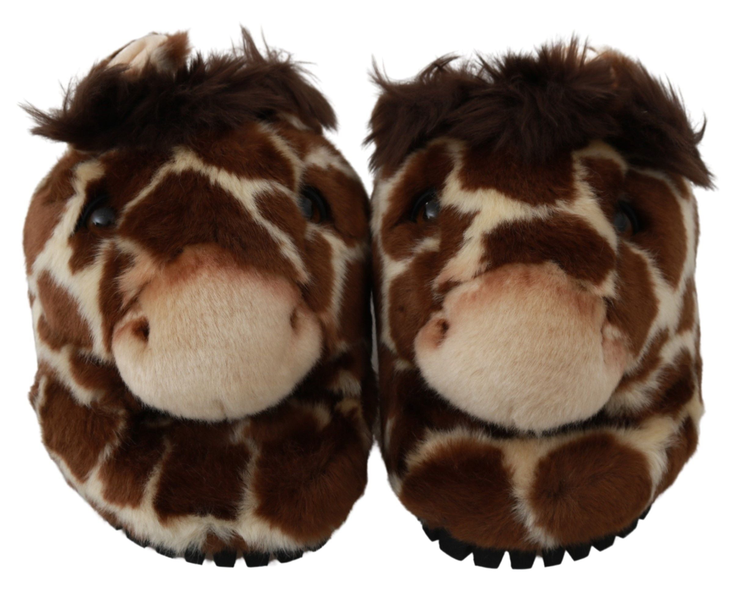 Dolce &amp; Gabbana Brown Giraffe Slippers Flat Sandals Shoes