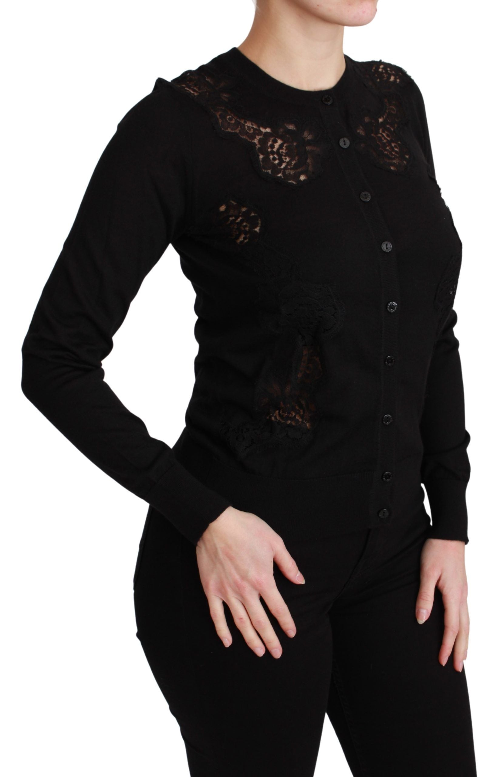Dolce &amp; Gabbana Elegant cardigan made of cashmere-silk blend with lace