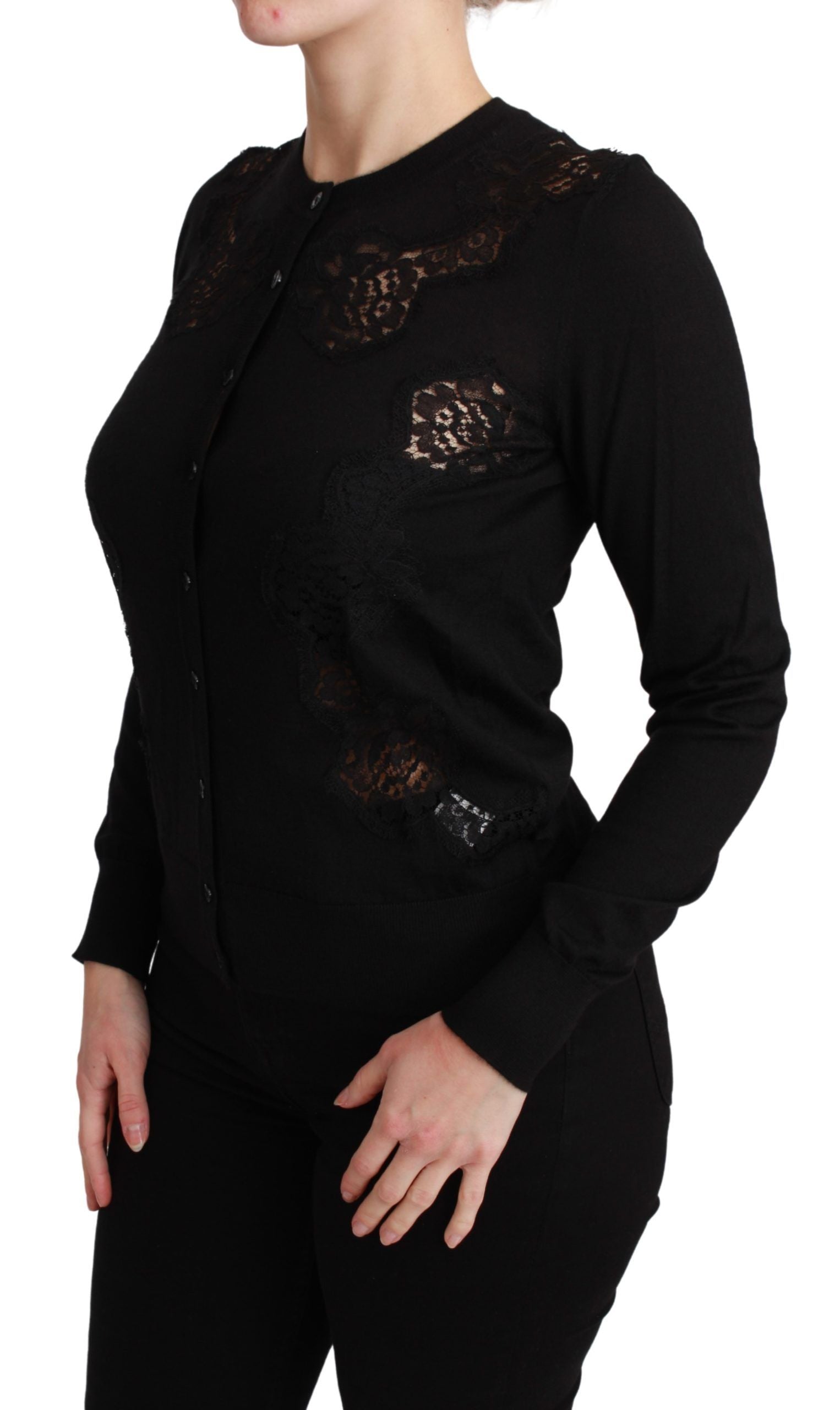 Dolce &amp; Gabbana Elegant cardigan made of cashmere-silk blend with lace