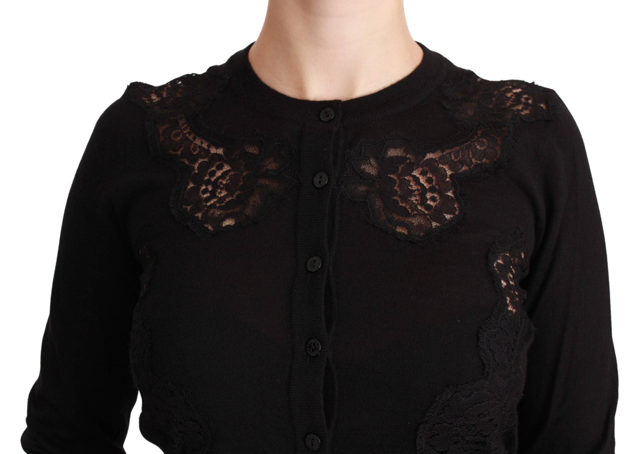 Dolce &amp; Gabbana Elegant cardigan made of cashmere-silk blend with lace