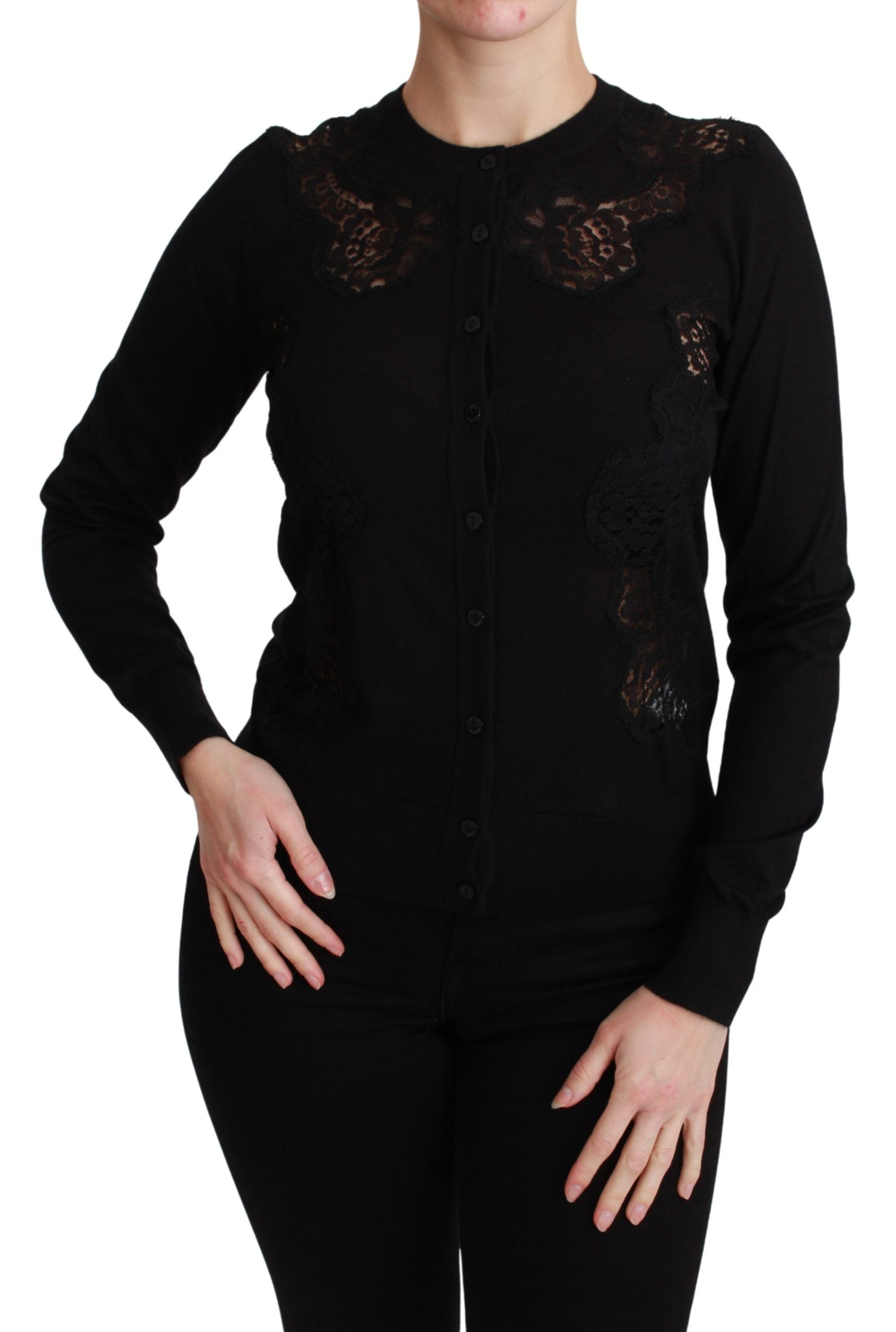 Dolce &amp; Gabbana Elegant cardigan made of cashmere-silk blend with lace