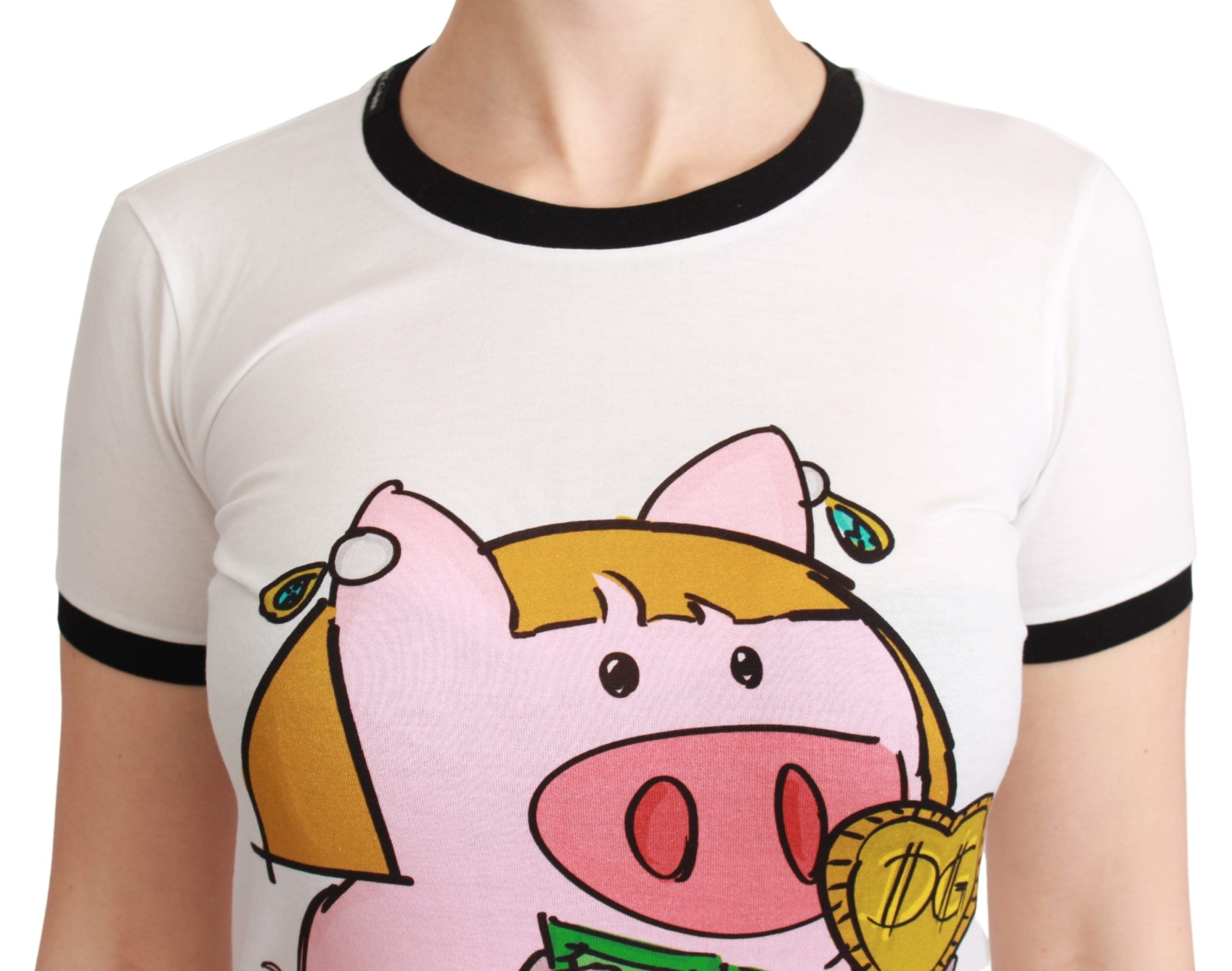 Dolce &amp; Gabbana White YEAR OF THE PIG Top Cotton T-Shirt