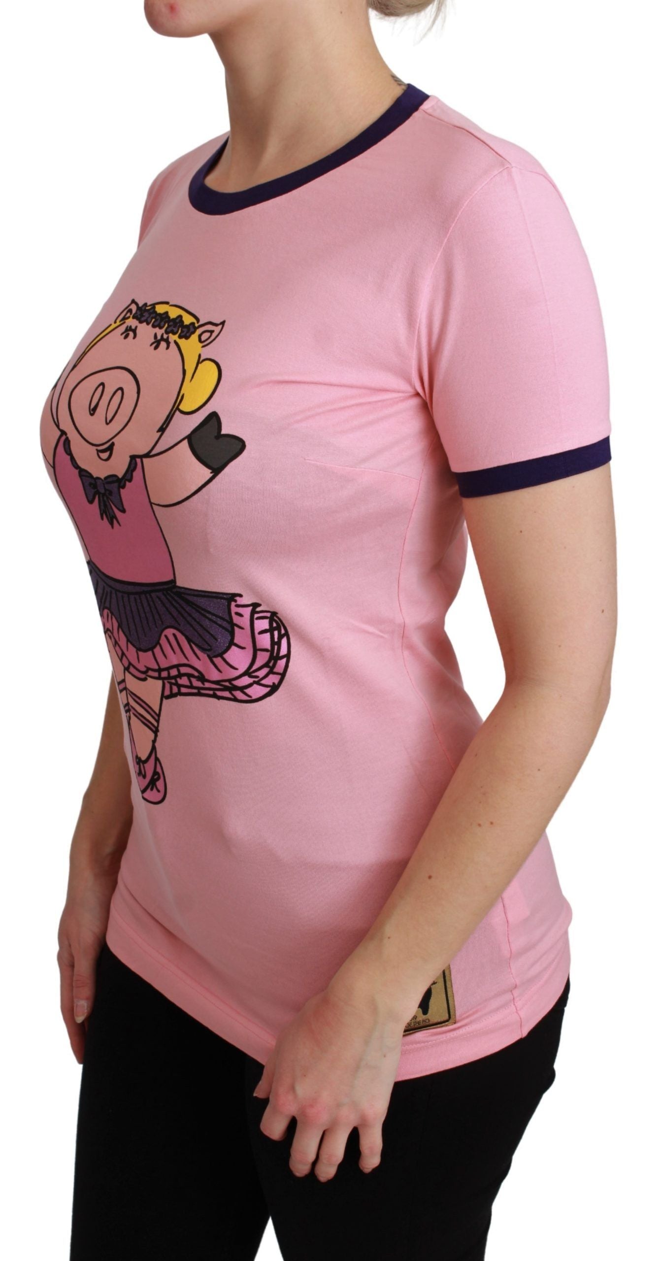 Dolce & Gabbana Rosa YEAR OF THE PIG Top Baumwoll-T-Shirt