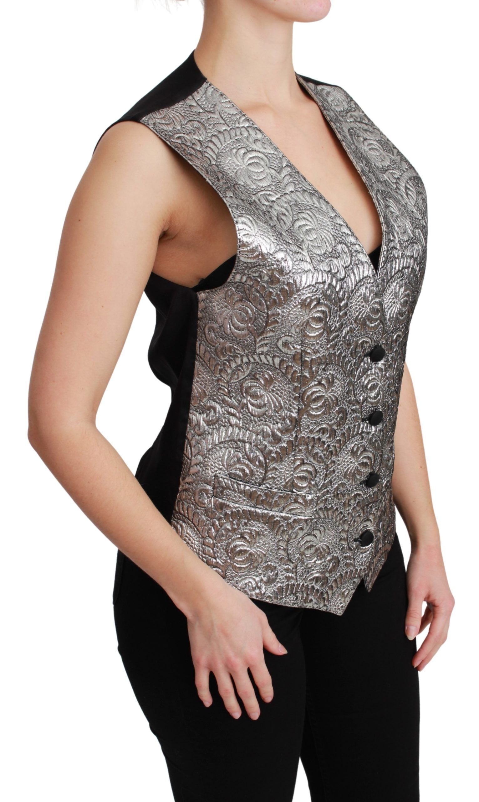 Dolce &amp; Gabbana sleeveless top in silver brocade