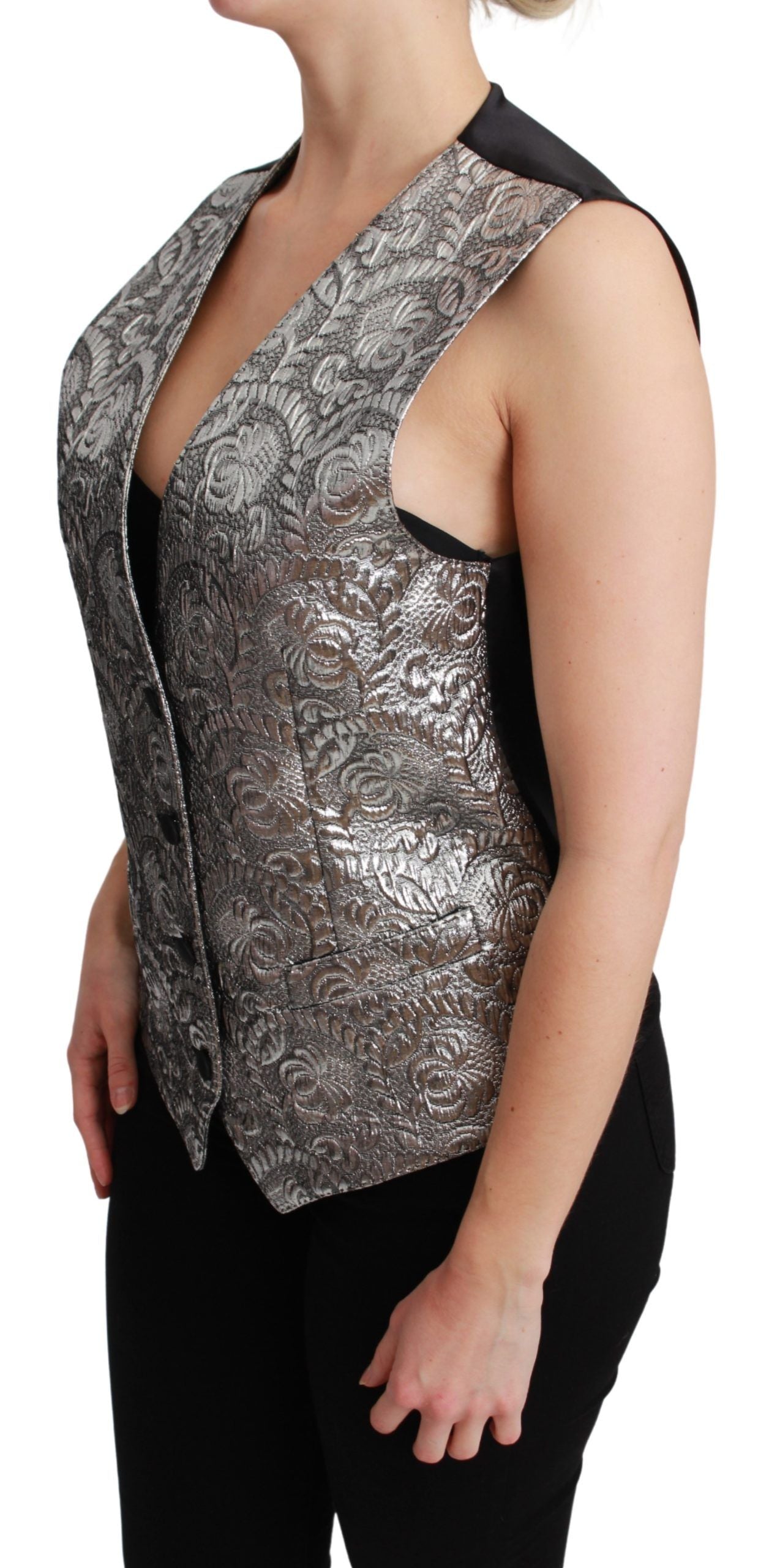Dolce &amp; Gabbana sleeveless top in silver brocade