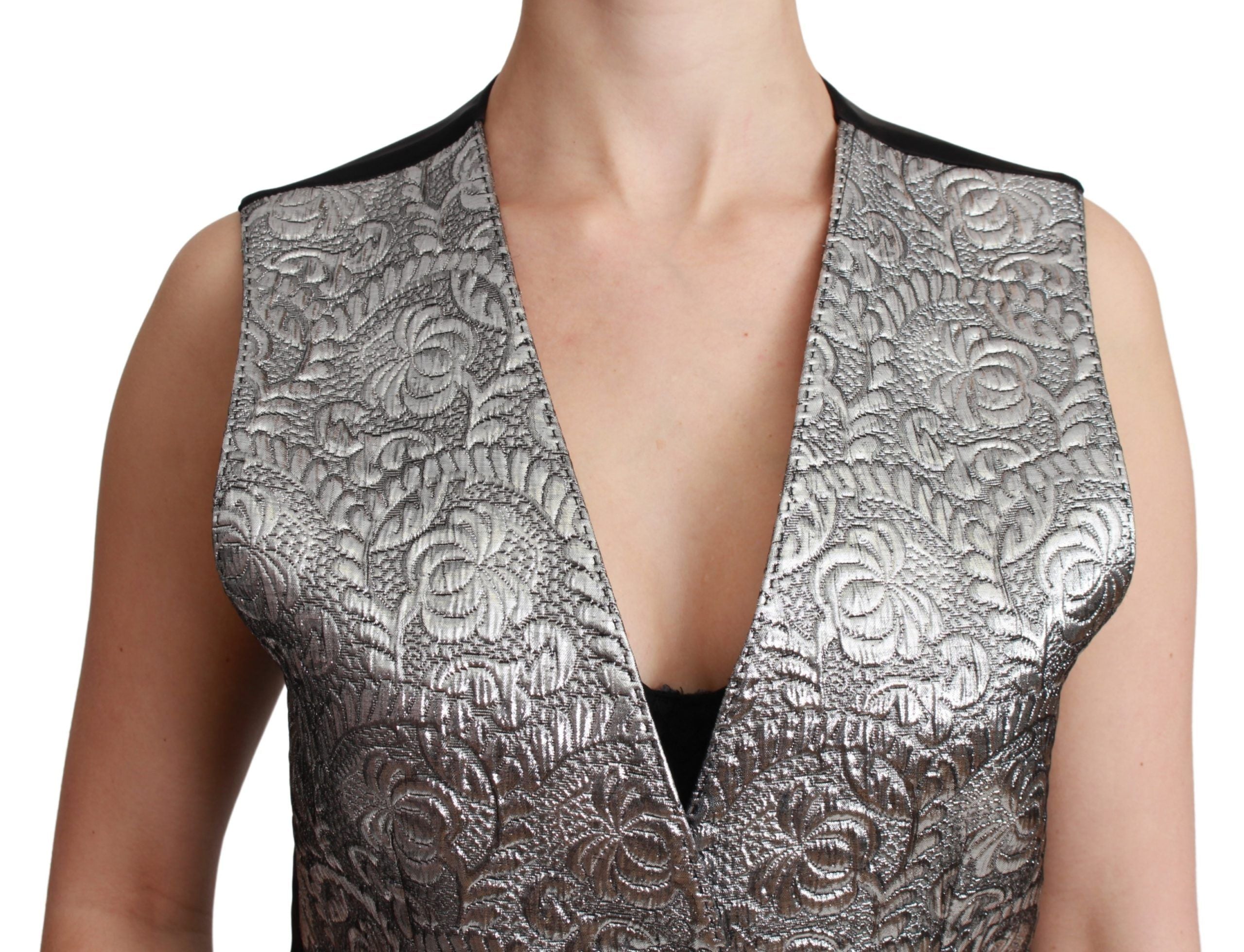 Dolce &amp; Gabbana sleeveless top in silver brocade
