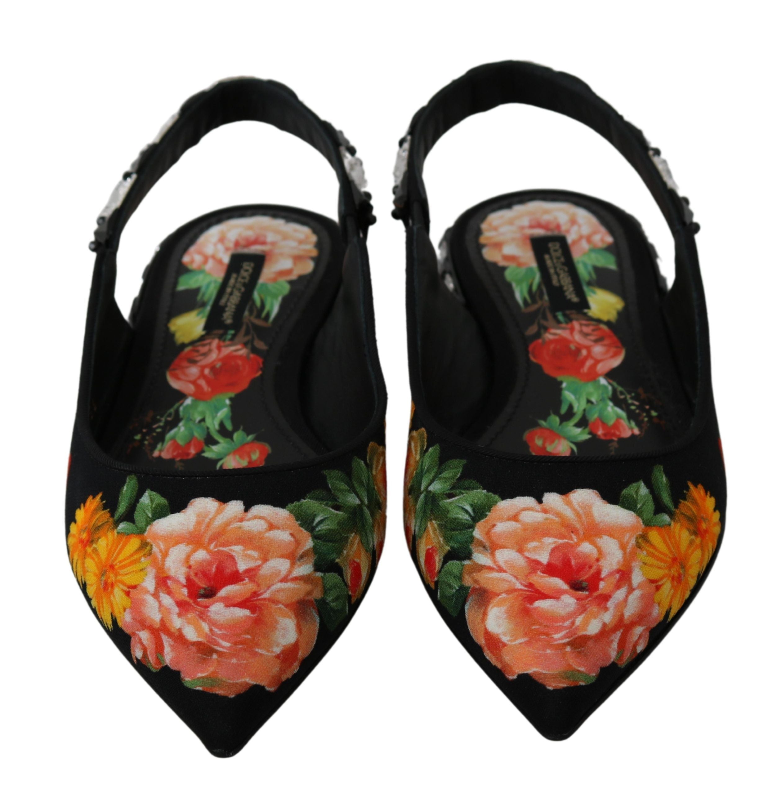 Dolce &amp; Gabbana Elegant floral flats with crystal embellishment