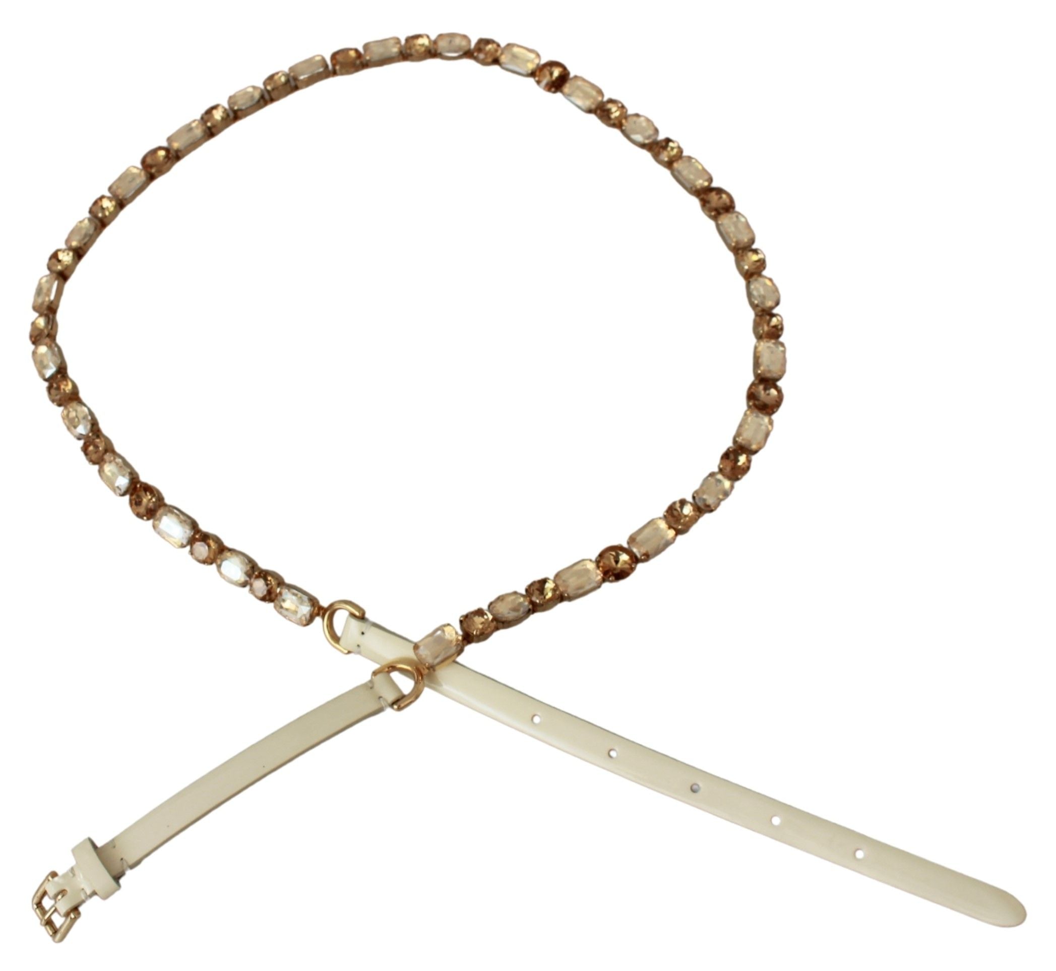 Dolce &amp; Gabbana white leather belt with crystals