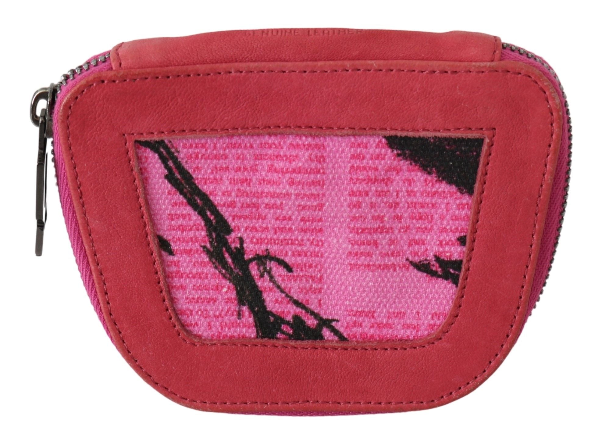 PINKO Pink Suede Printed Coin Holder Women Fabric Zippered Wallet