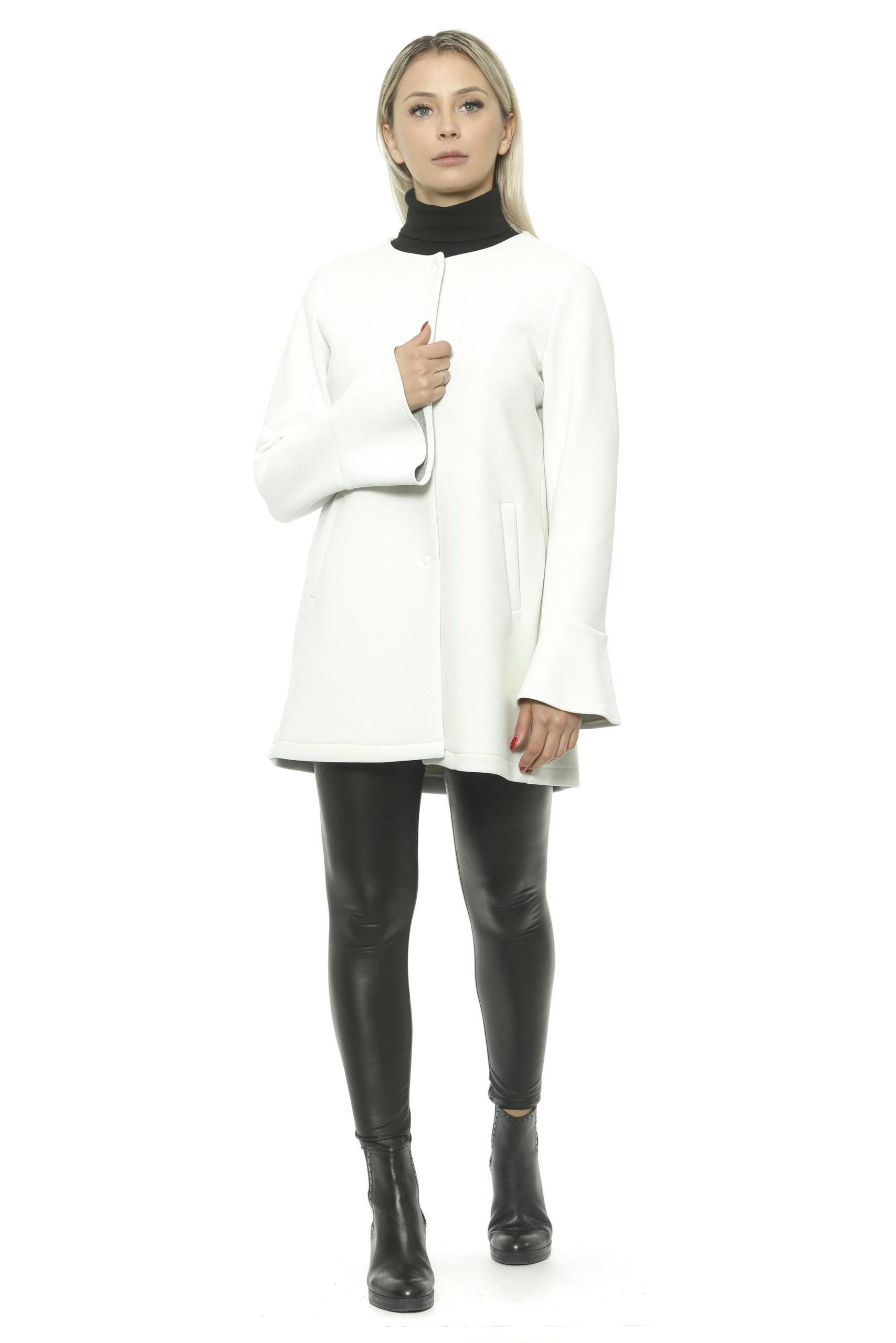 19V69 Italia Elegant white neoprene coat for women